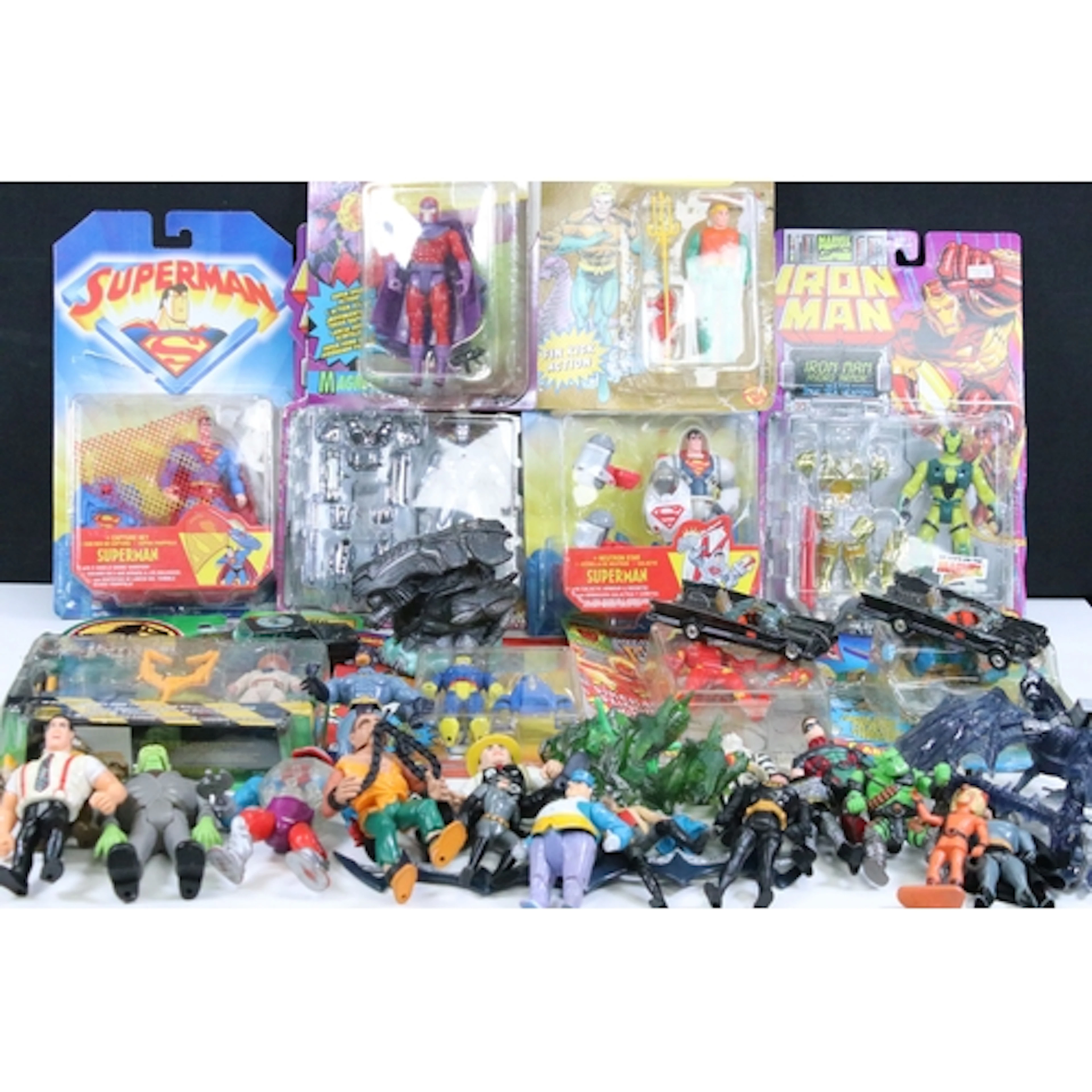 10 1990s action figures with open cards to include 3 x Tyco ...