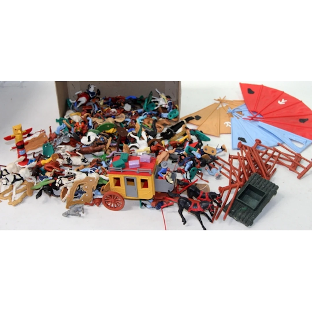 A large quantity of vintage Timpo Toys plastic Cowboys and I...