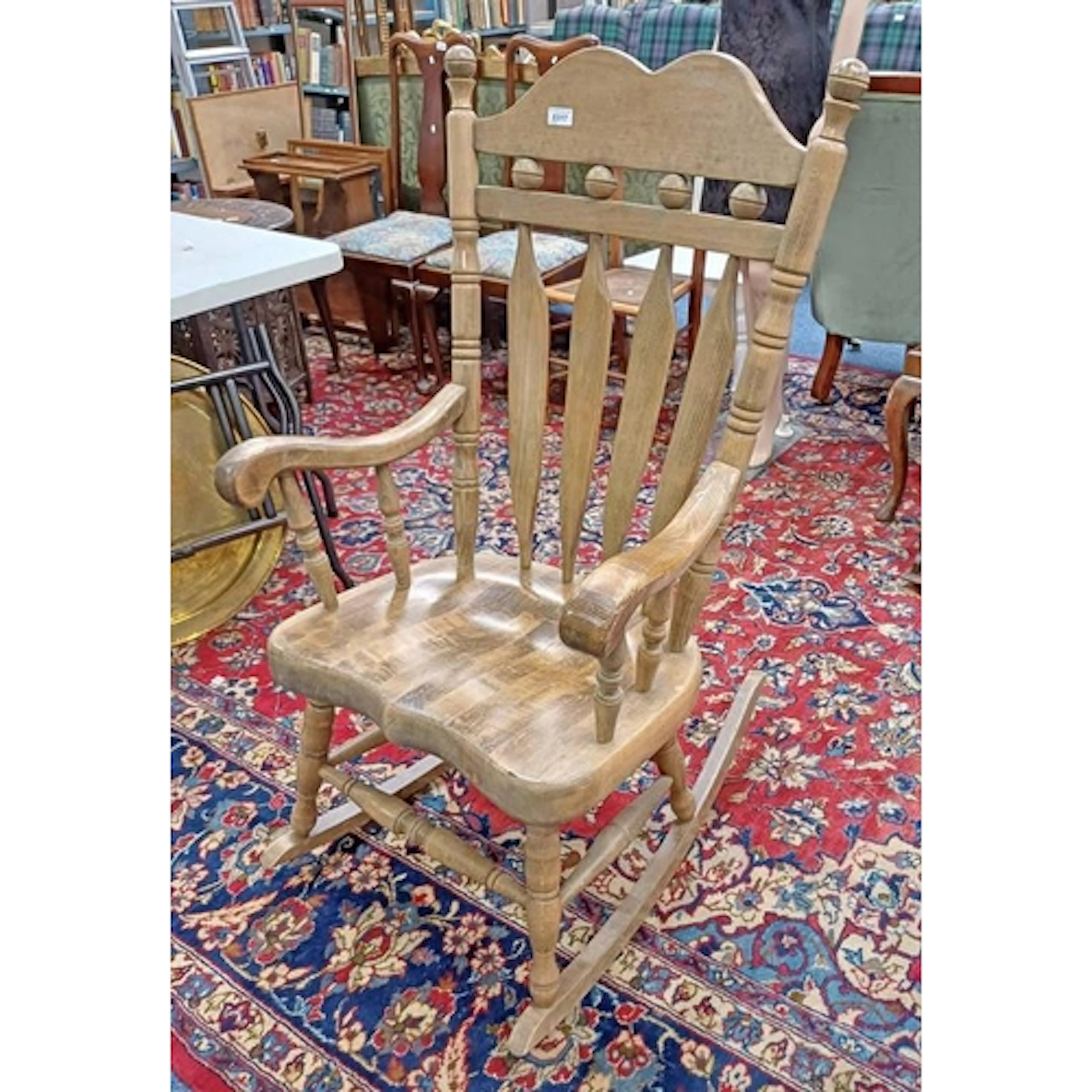 HARDWOOD SPAR BACK ROCKING CHAIR
