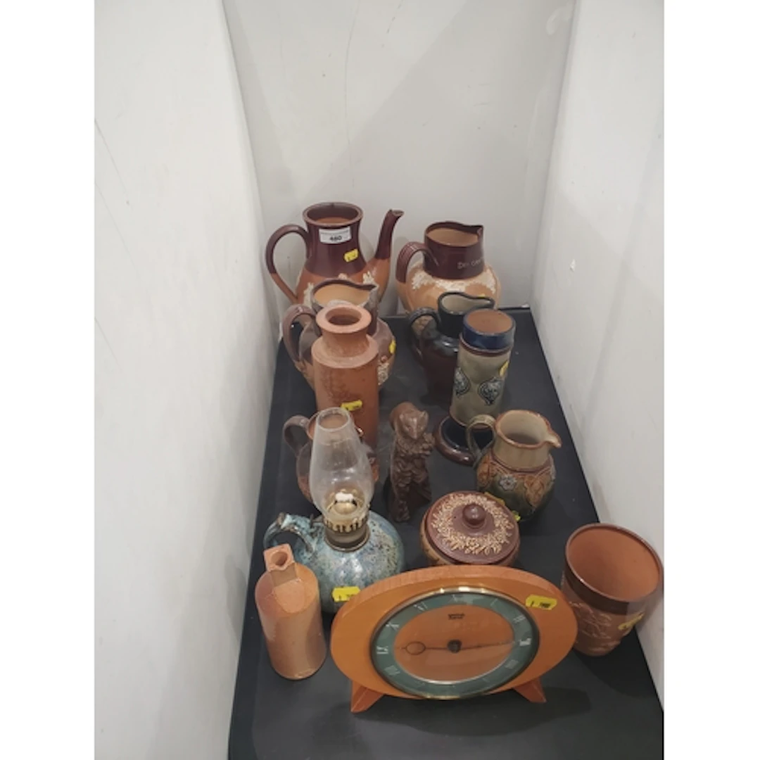 A collection of Doulton Lambeth stoneware pottery including ...