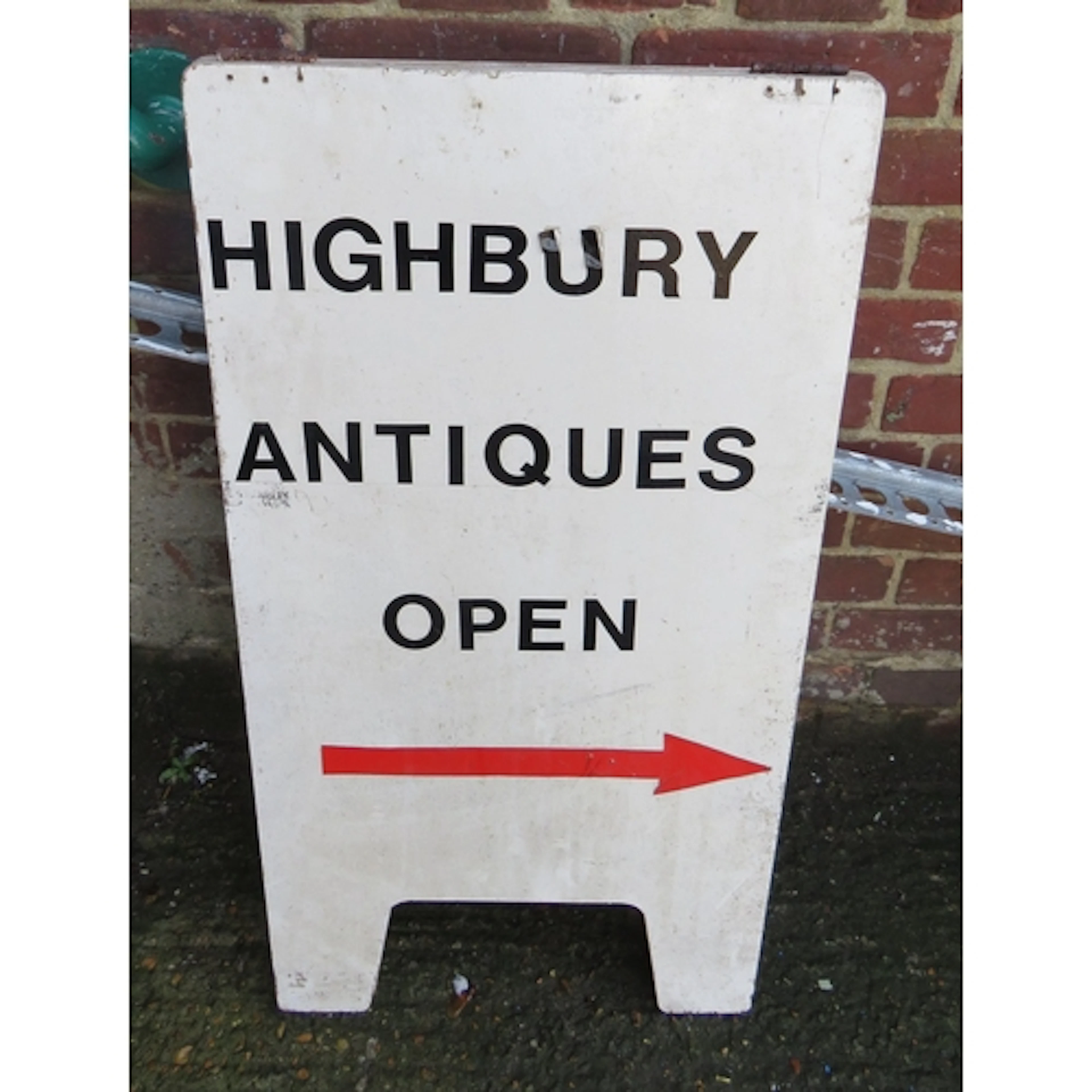 Wooden Shop Sign 'Highbury Antiques Open' approx. 92cm H x 6...