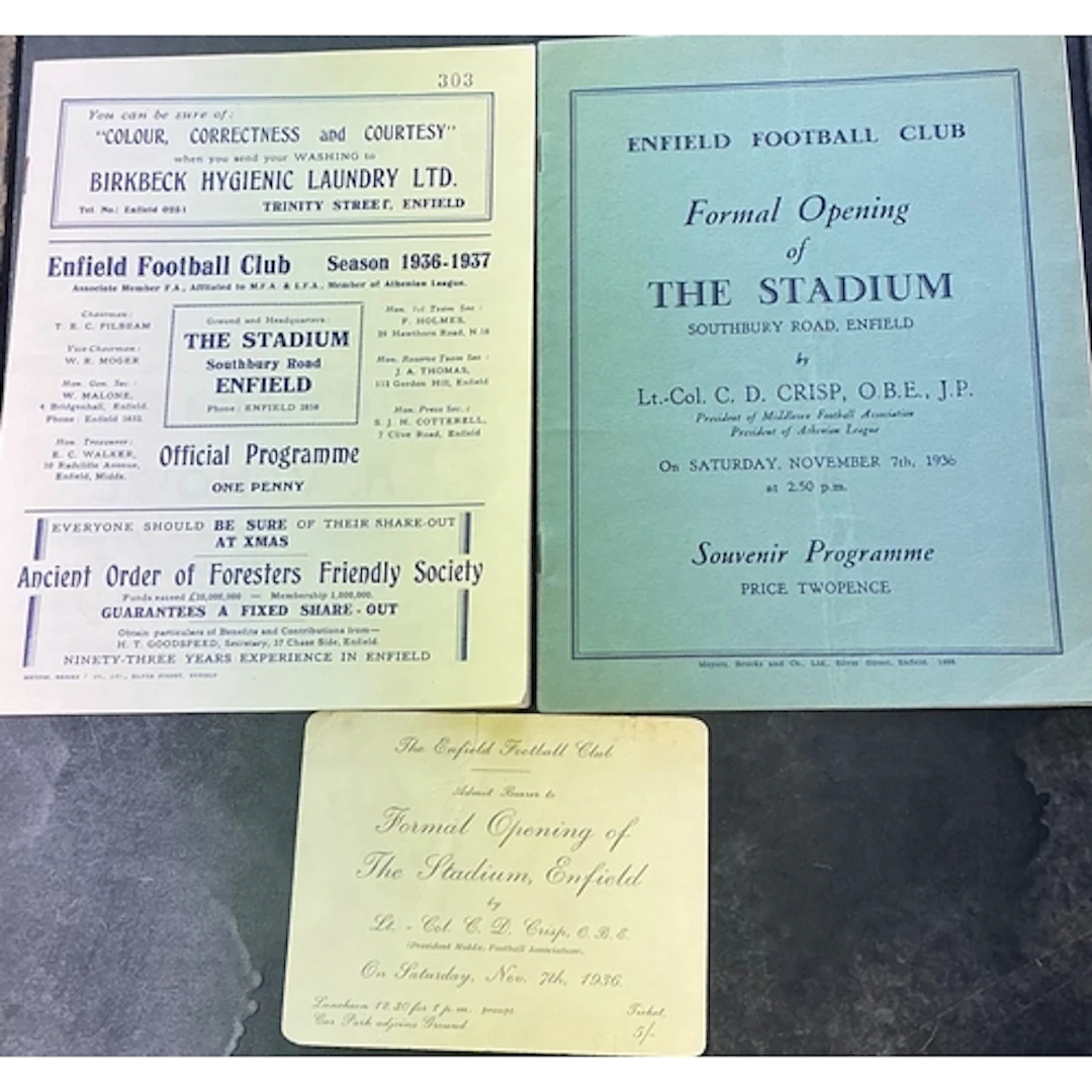 Enfield 1936 Stadium Opening Football Programmes: First (VIP...