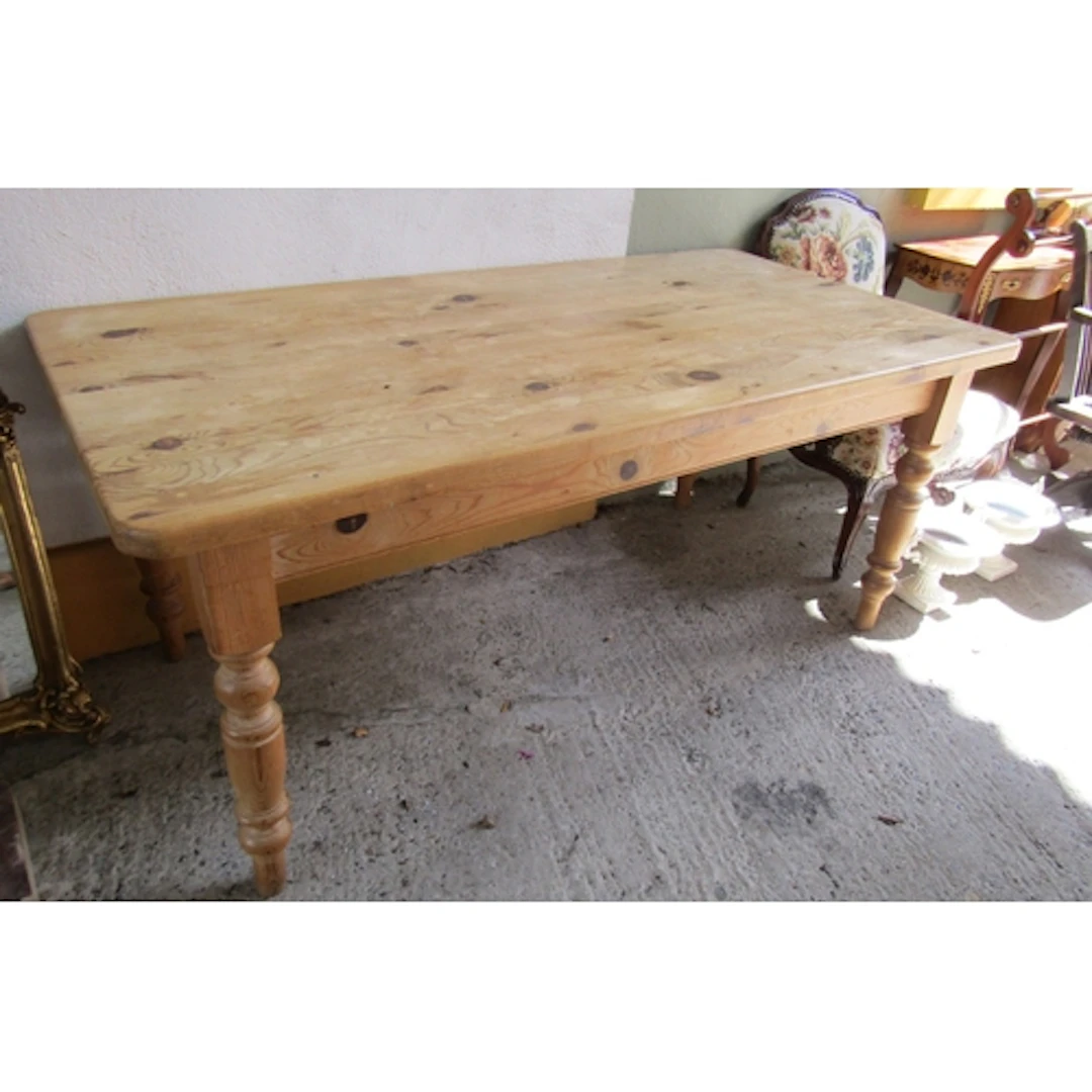 Old Solid Pine Rectangular Form Kitchen Table Approximately ...