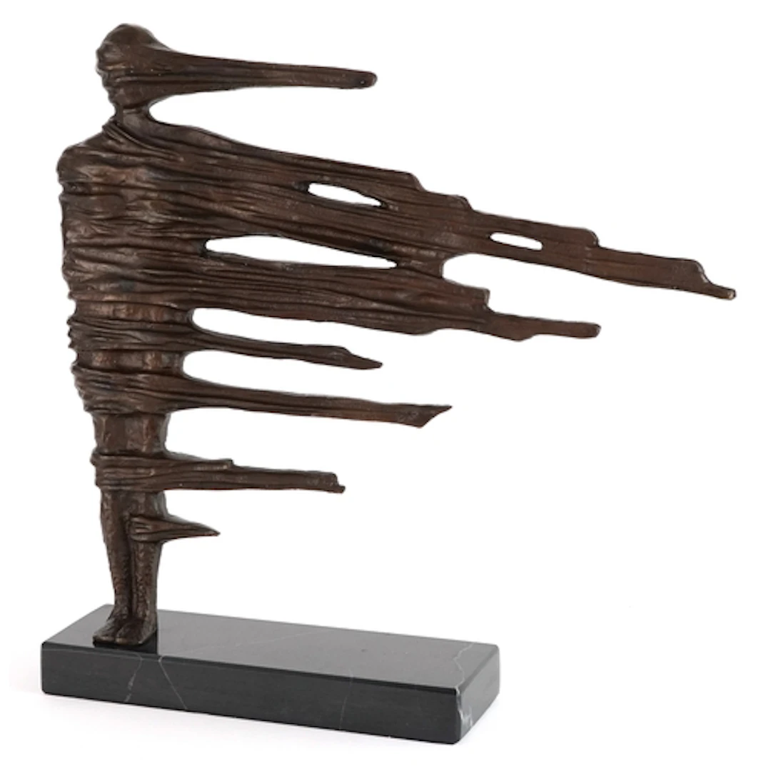 Patinated bronze study of an abstract figure, raised on a re...