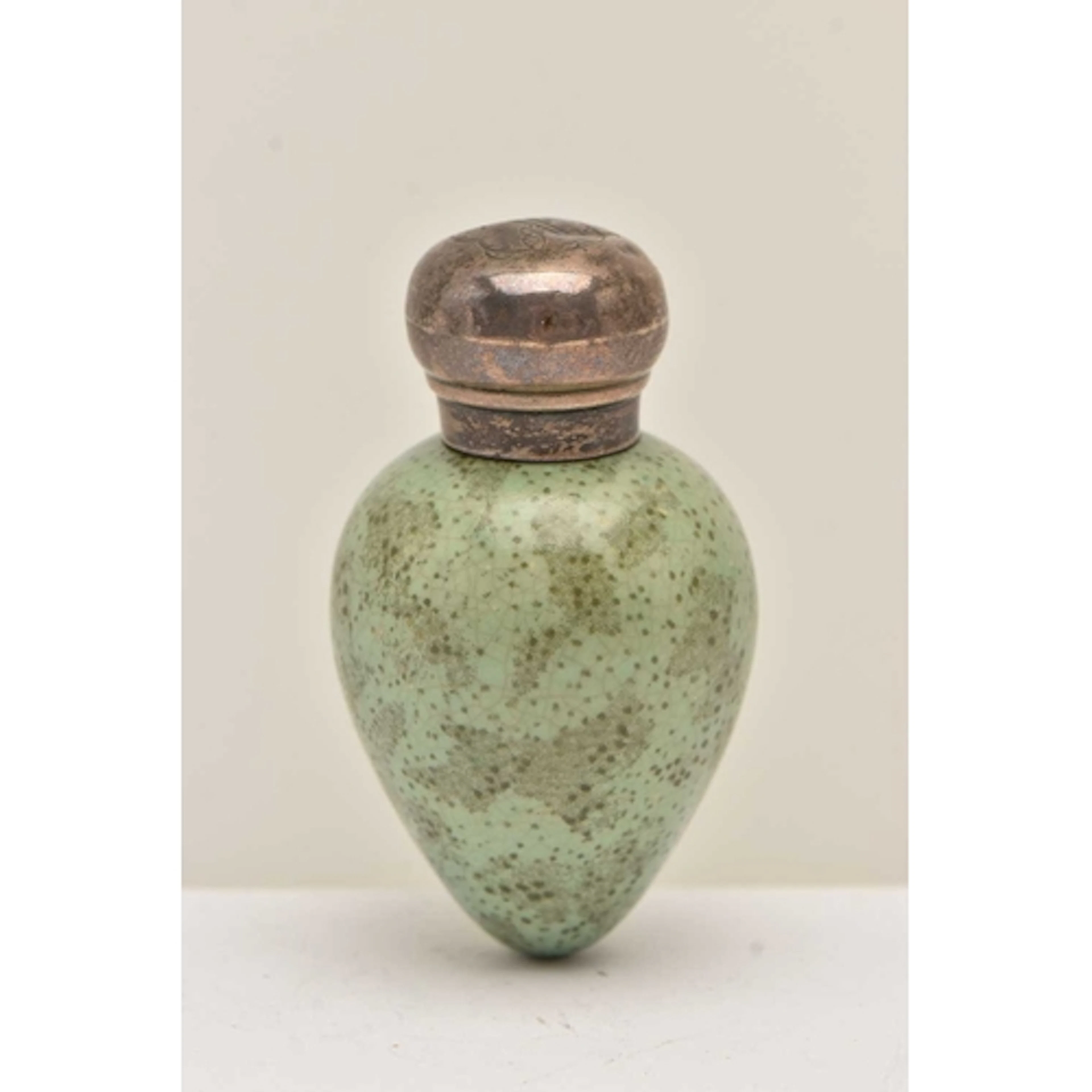 A LATE VICTORIAN SILVER MOUNTED NOVELTY PORCELAIN EGG SHAPE ...