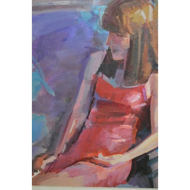 20th Century oil on board, portrait of a seated girl, togeth...