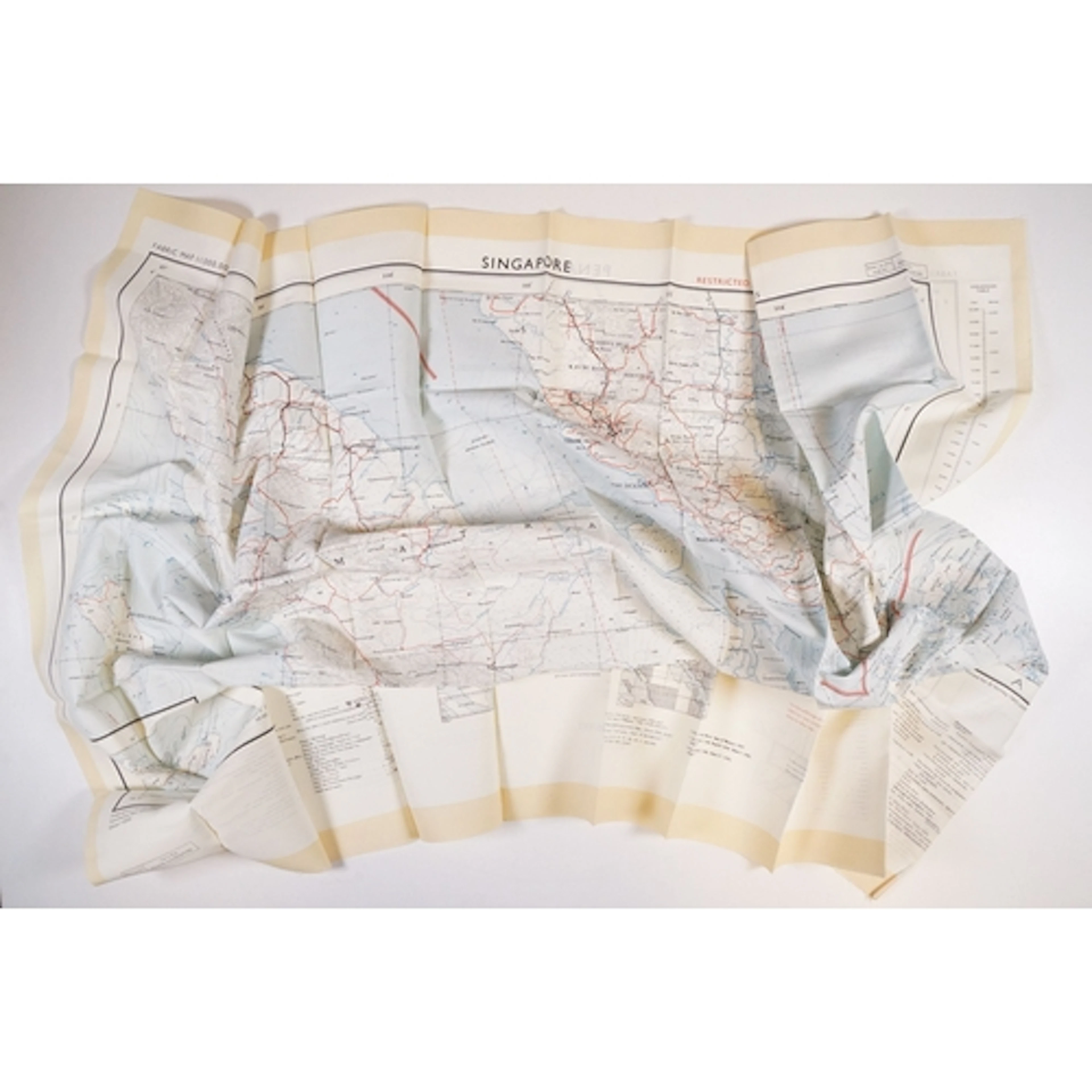 A Royal Air Force / RAF silk escape map covering Singapore, ...