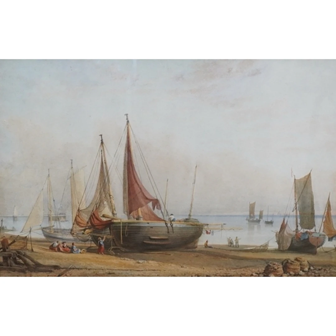 Samuel Phillips Jackson (1830-1904), Boats on a shoreline wi...