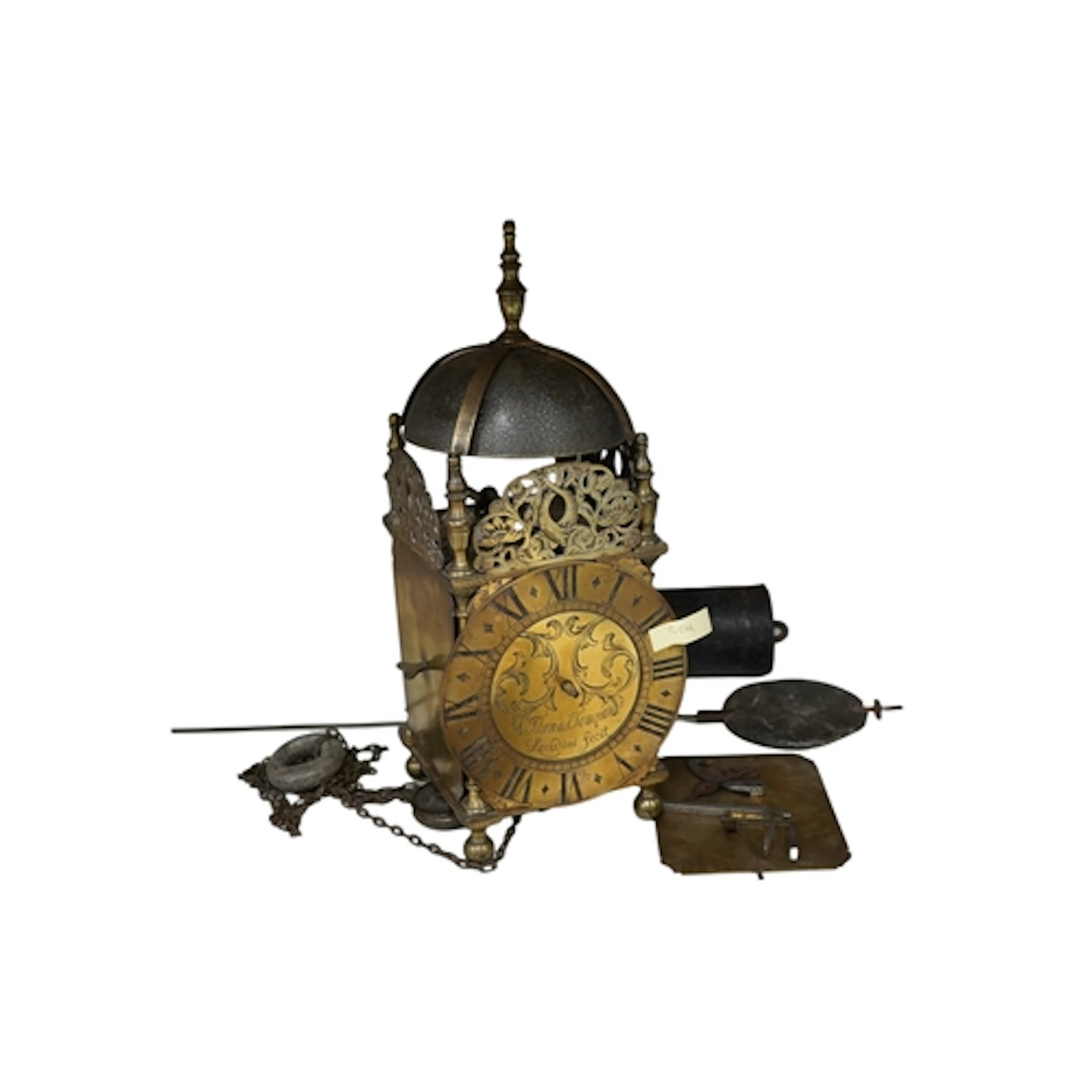 An 18th century brass lantern clock, bearing a signature, Th...
