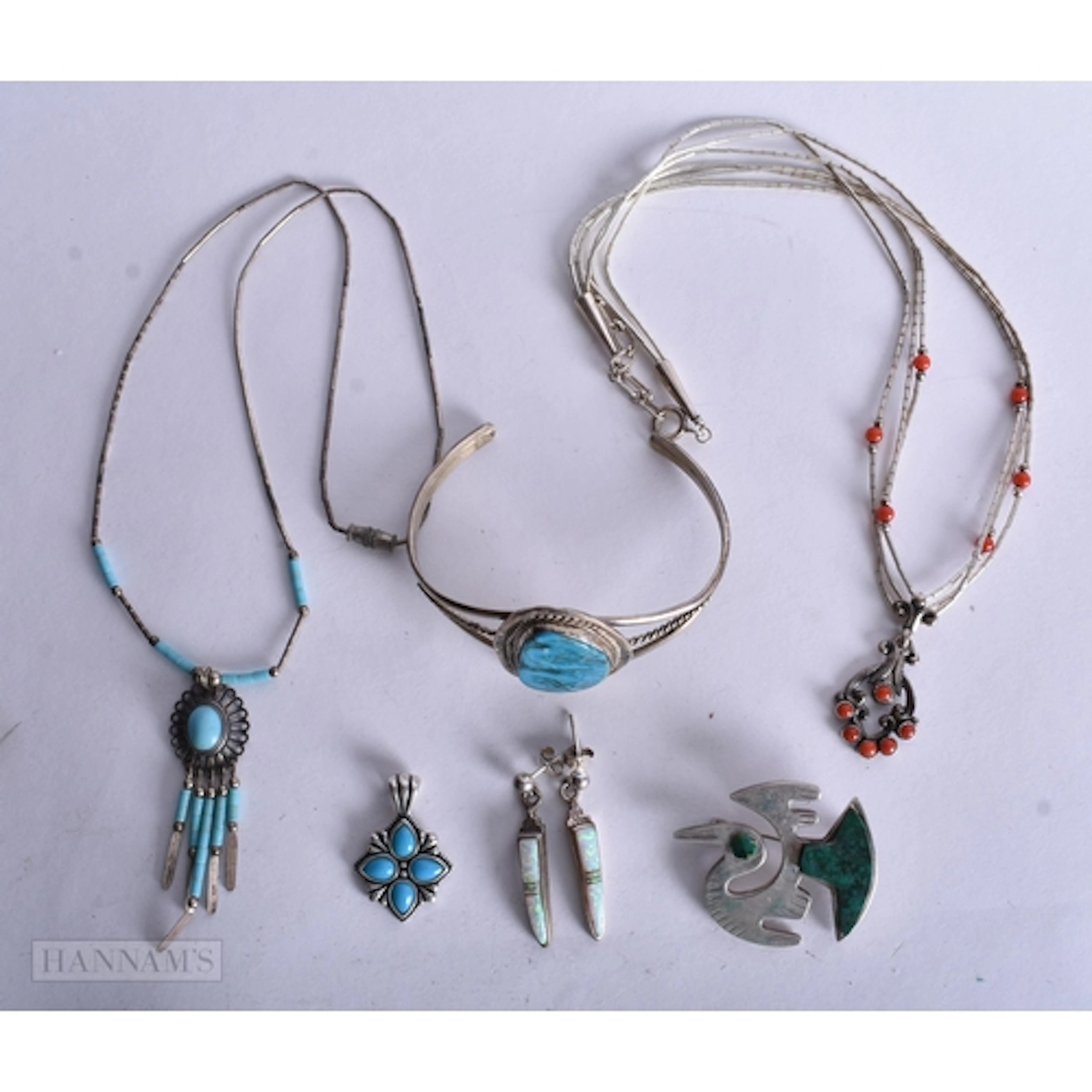 Collection of Sterling Silver Native Jewellery inc. T. Goizu...
