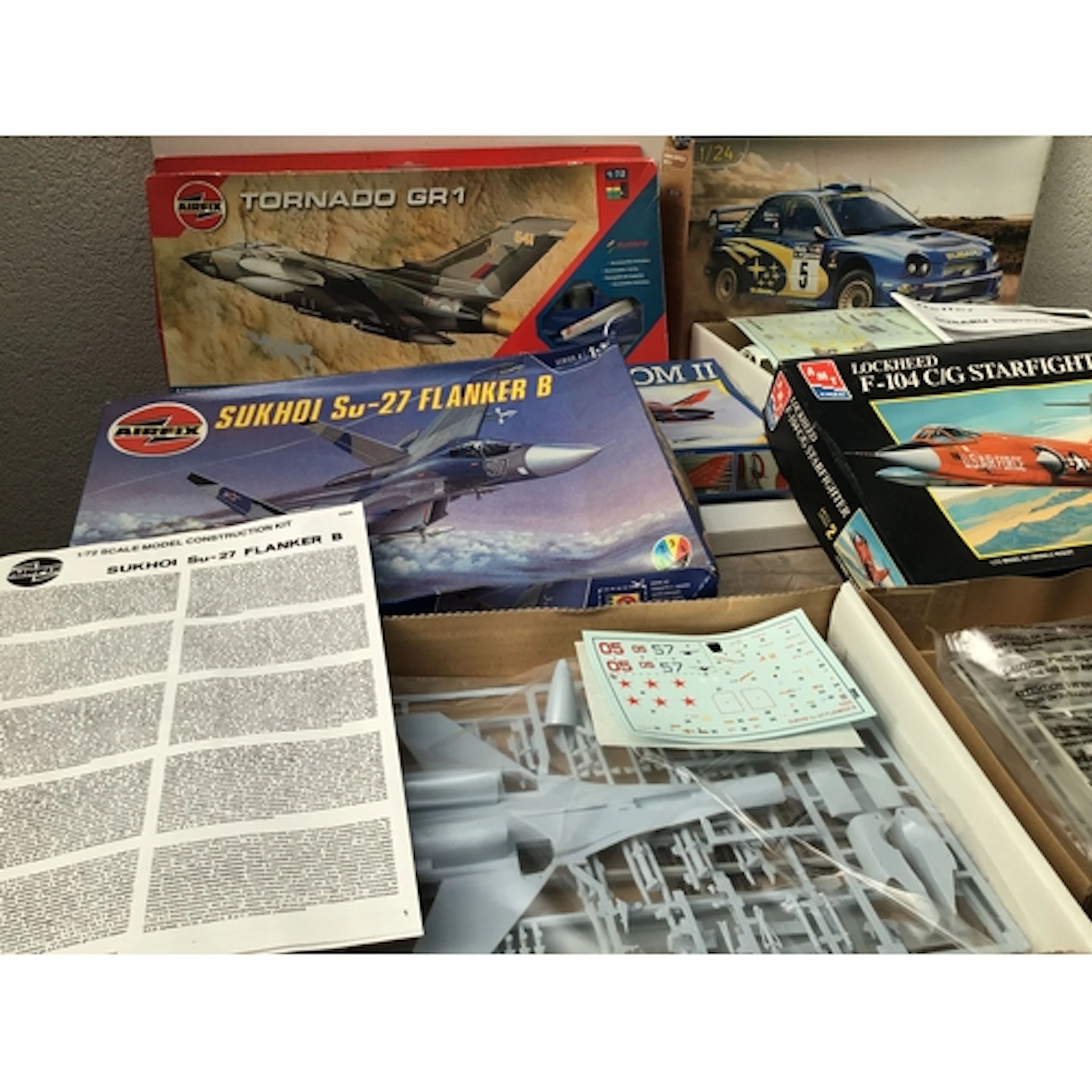 A bag containing boxed model kits various manufacturers incl...