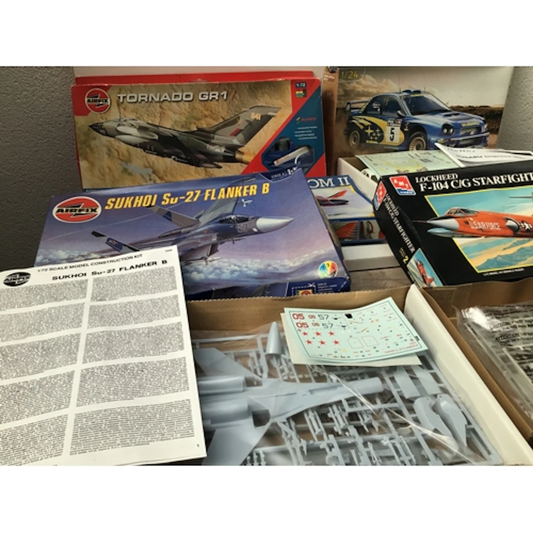 A bag containing boxed model kits various manufacturers incl...