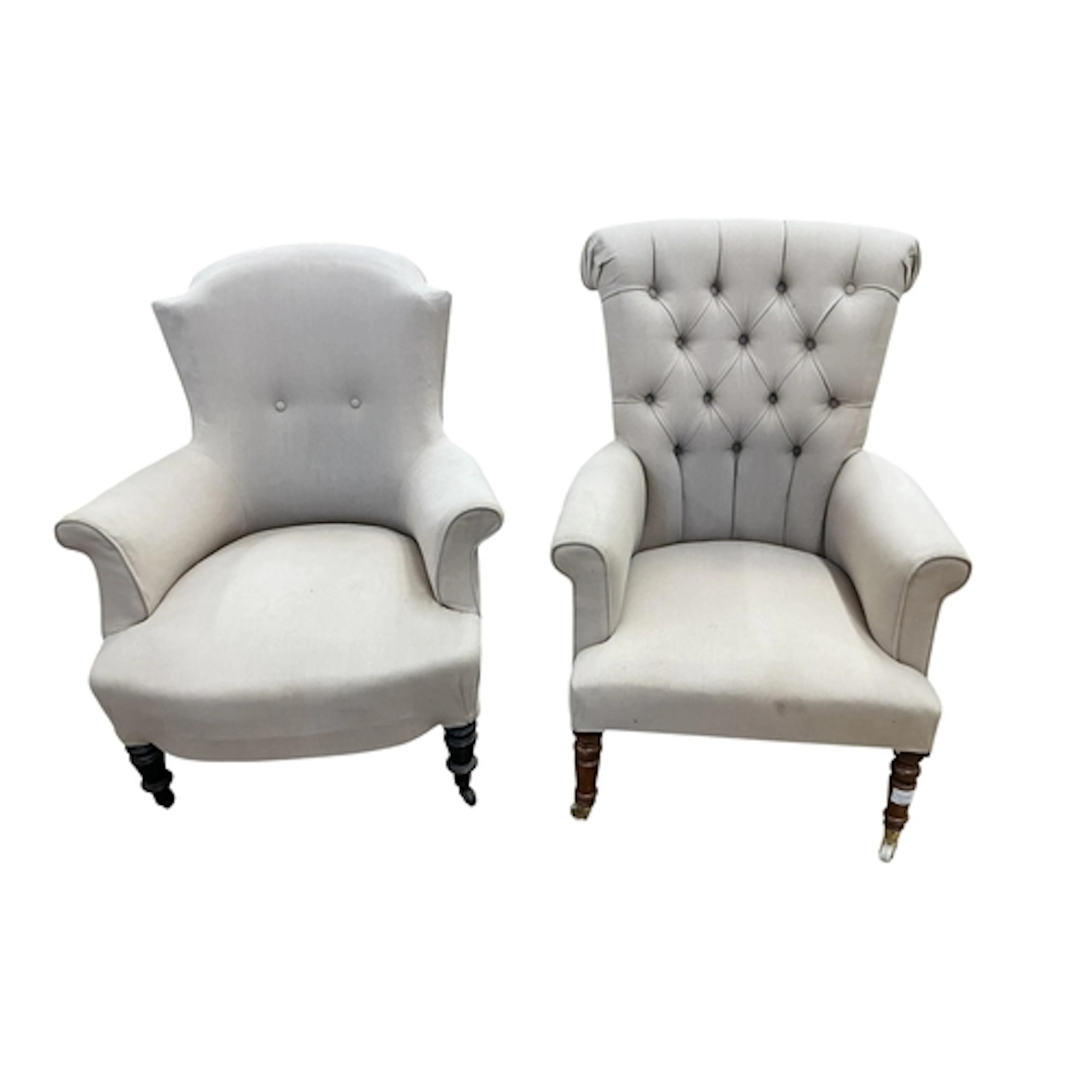 A Victorian upholstered buttoned armchair, width 70cm, depth...
