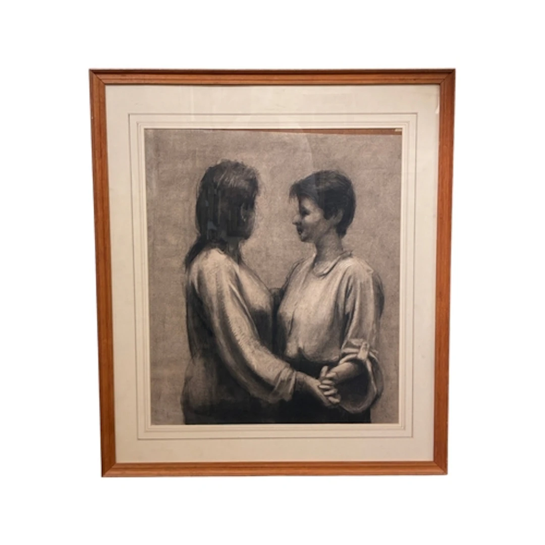 Harry Holland (b.1941) - The Dance, charcoal on paper, mount...