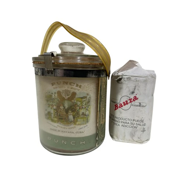 An unsealed vintage glass drum of 50 Coronas Cuban cigars (c...