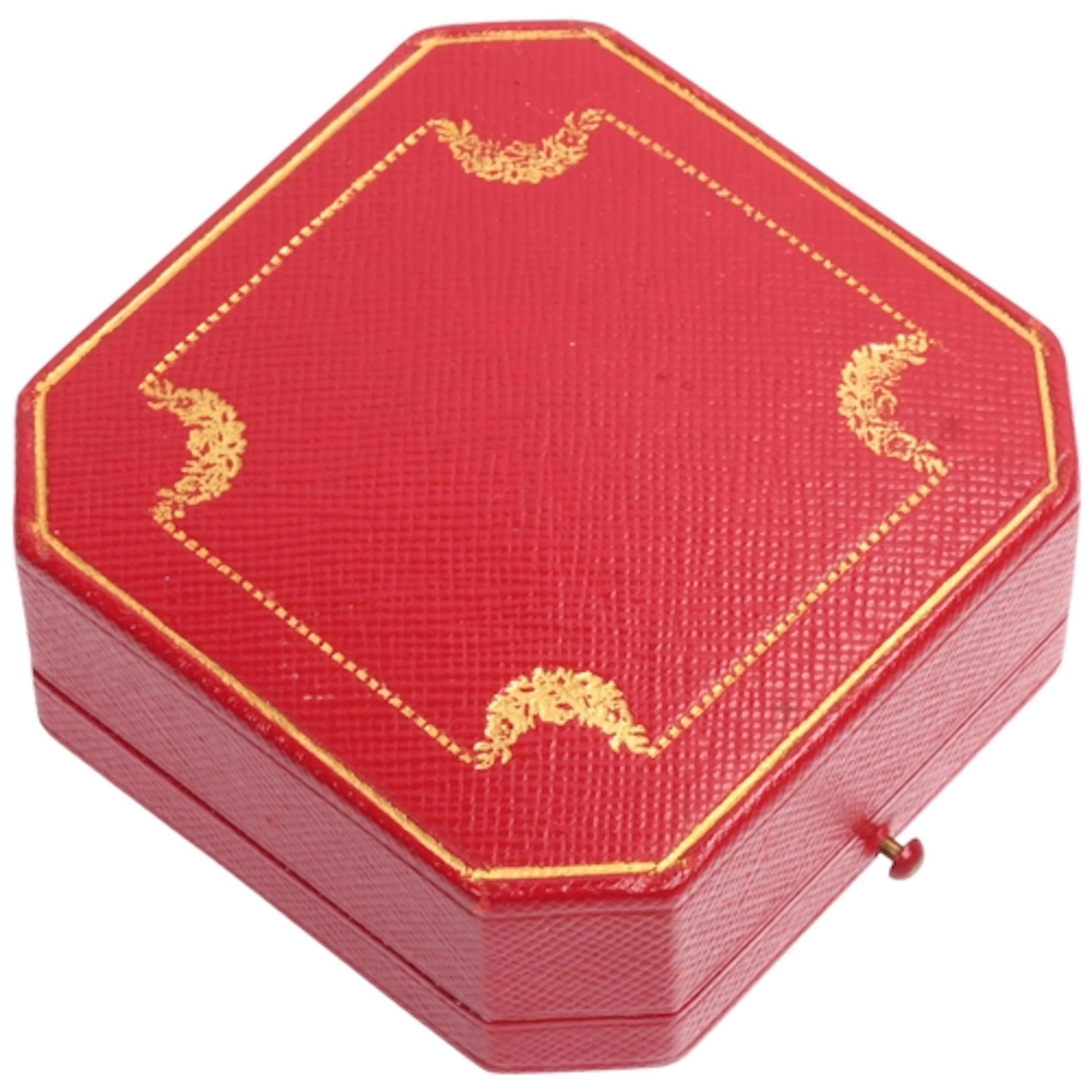 CARTIER - a Vintage gilded tooled red leather jewellery broo...