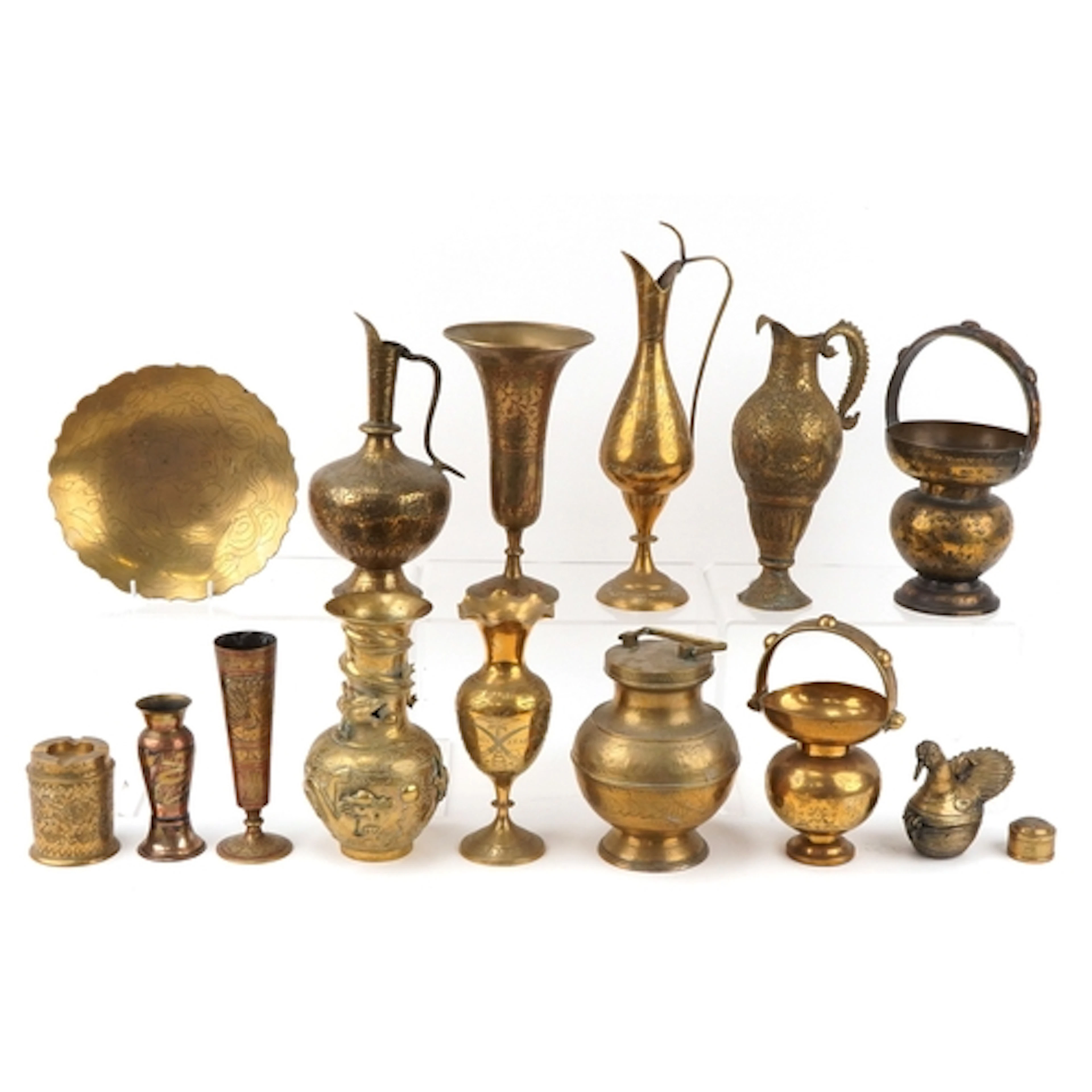 Antique and later Eastern and Asian brass vases and vessels ...