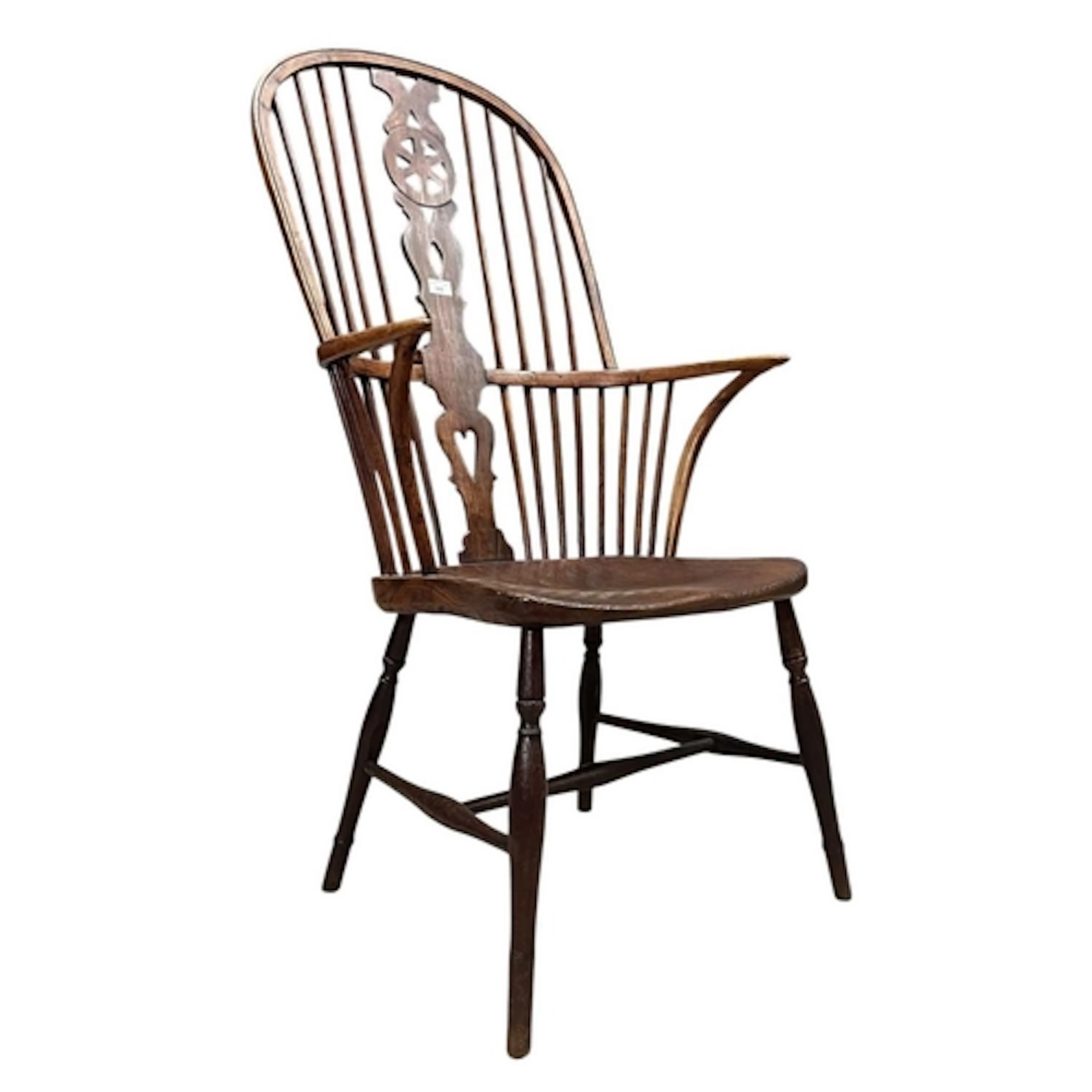 A Victorian 19th century beech and elm wood Windsor comb bac...