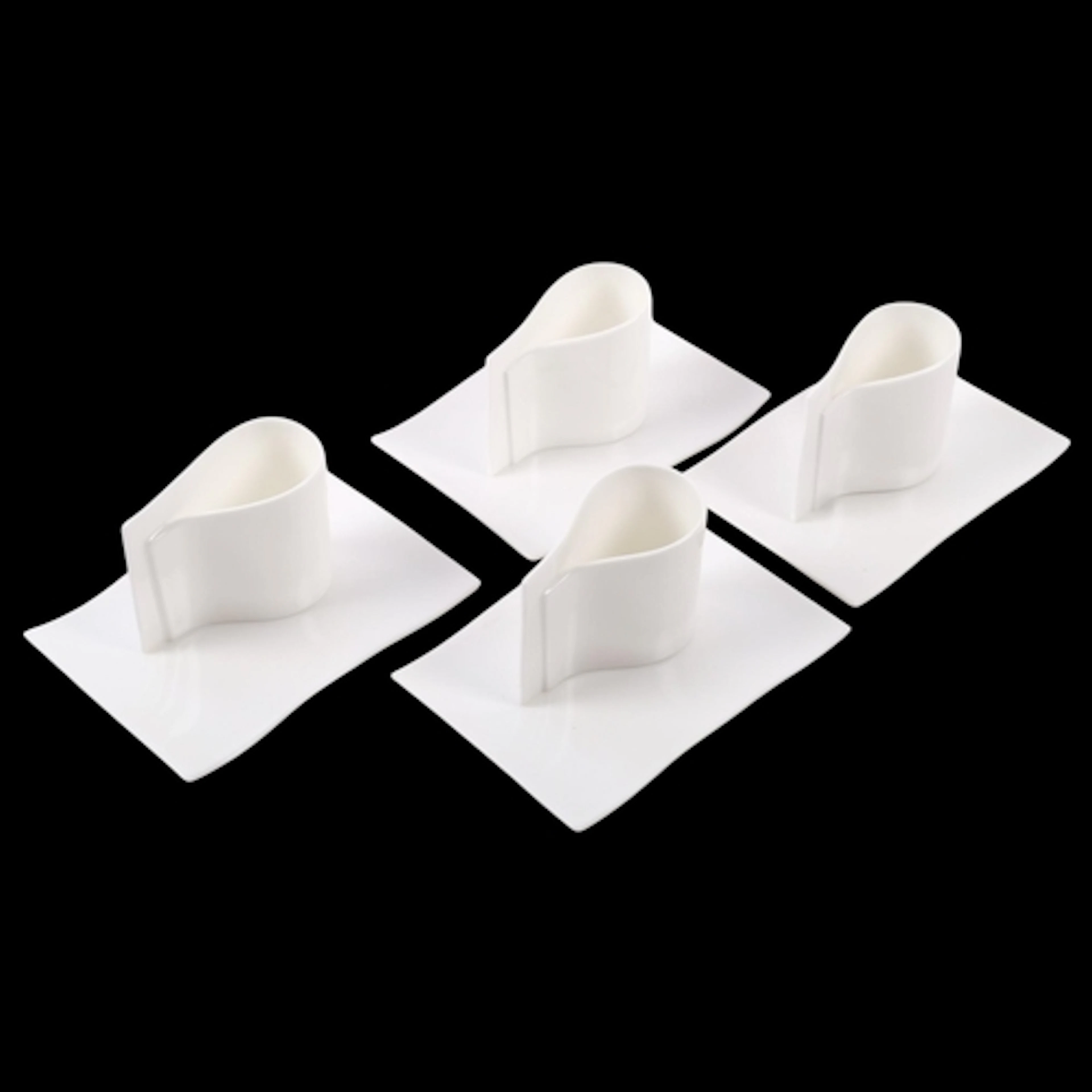 ALESSI - a set of 4 mocha E-Li-Li cups and saucers