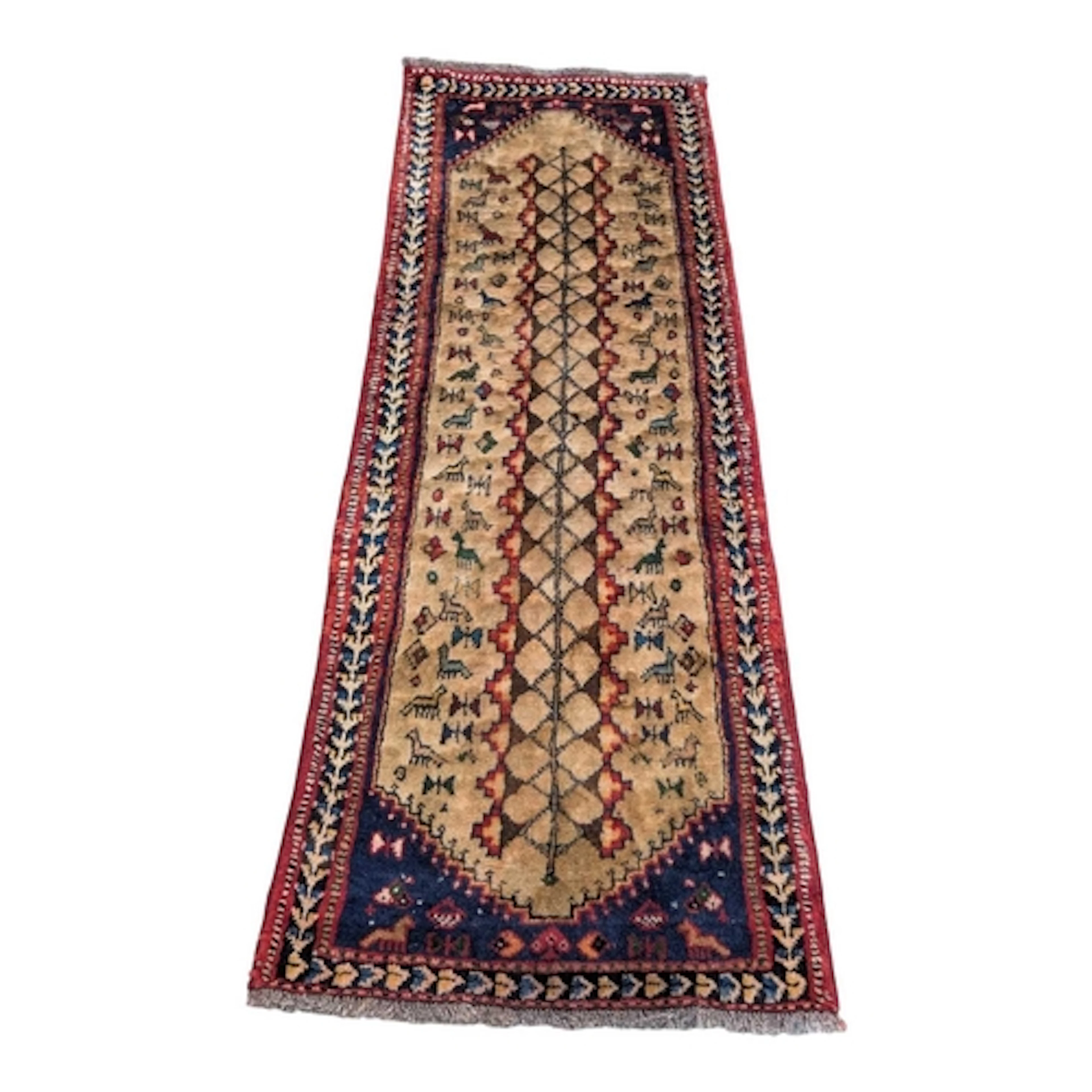 A vintage South West Persian Shiraz carpet floor runner rug....