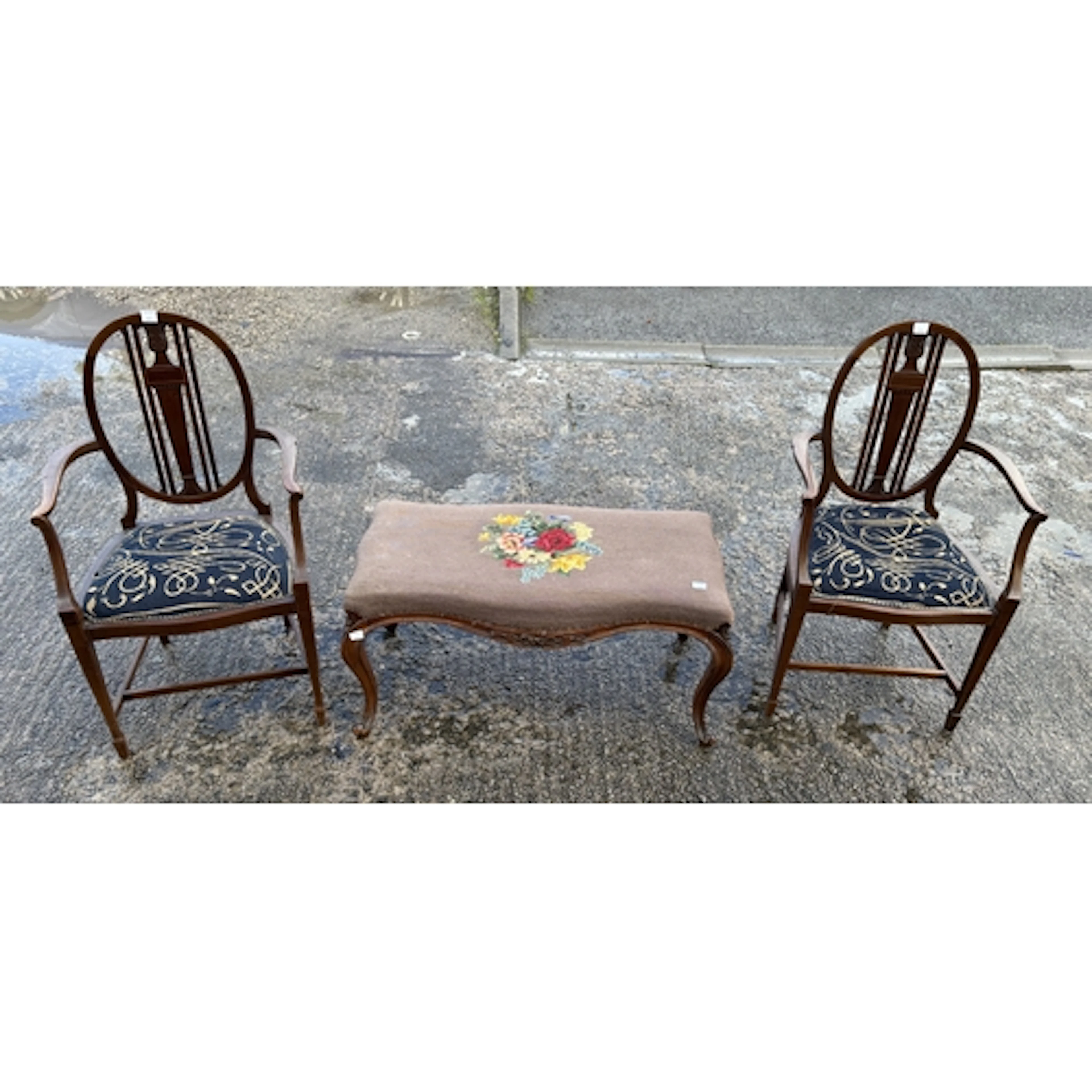 A 19th century oblong tapestry stool with carved and knurled...