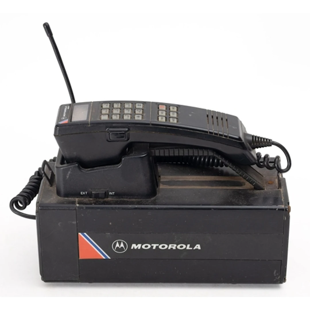 A 1980s Motorola 4500X cellular 'brick' phone and carrying c...