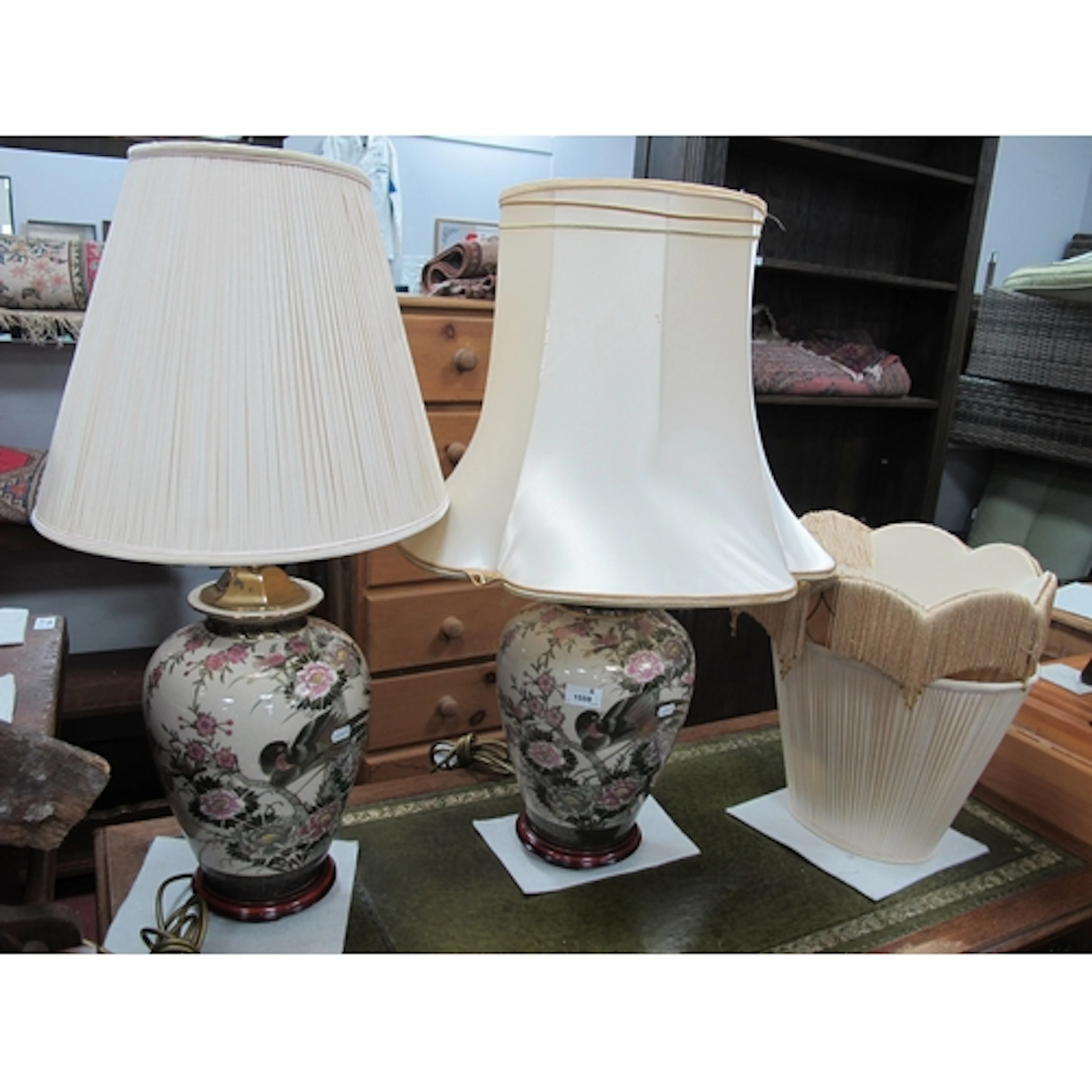 A Pair of Large Satsuma-Style Lamps, featuring crackle-glaze...