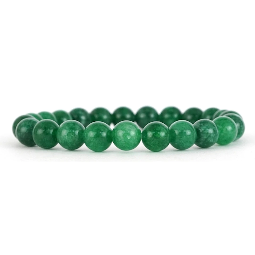 Chinese green stone bead bracelet, each bead 8.6mm in diamet...