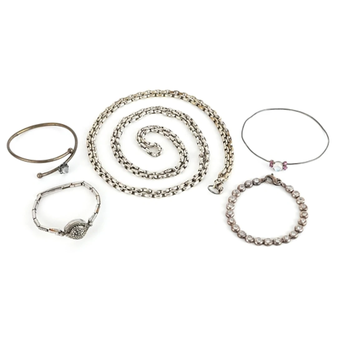 Silver and white metal jewellery including a ladies marcasit...