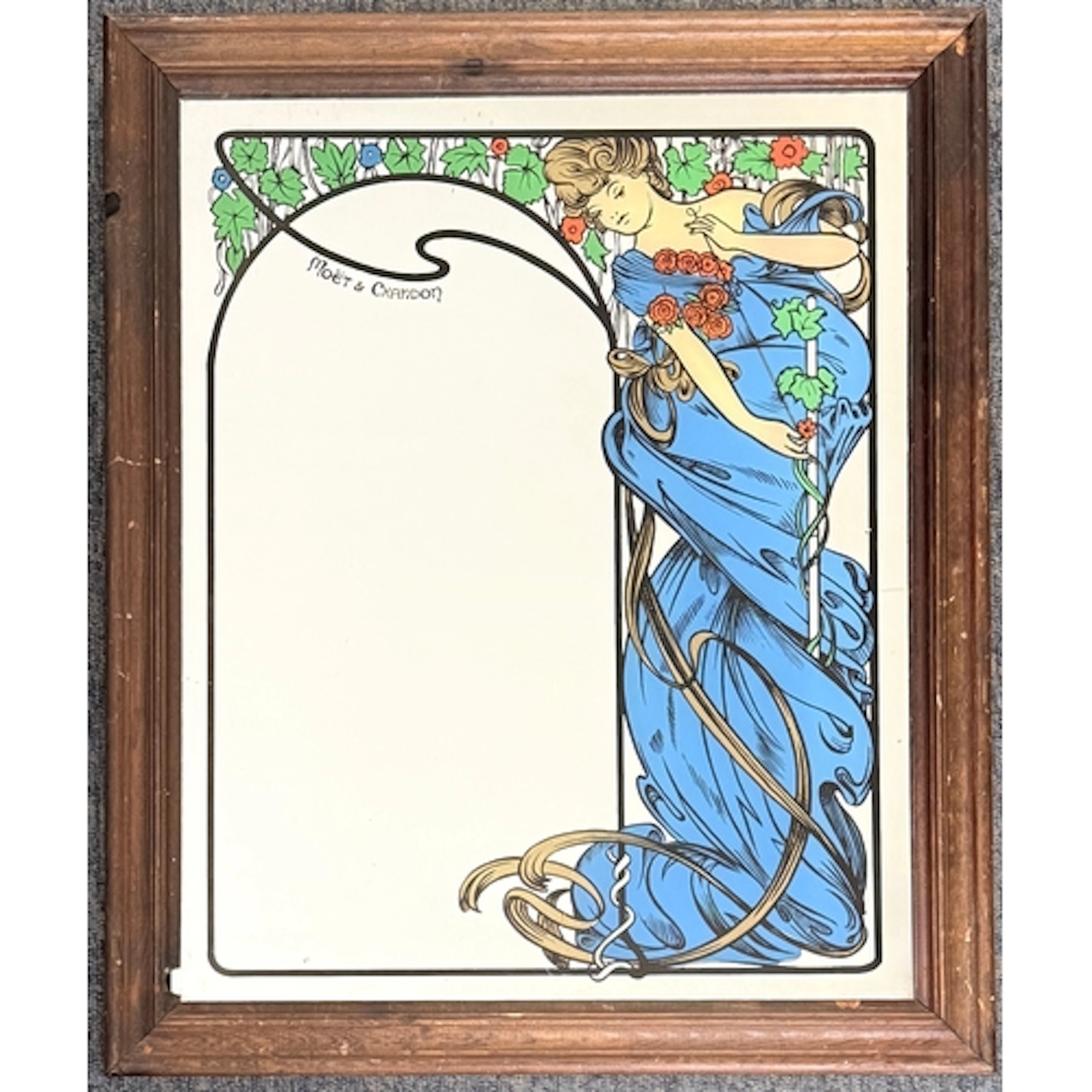 A Moet and Chandon advertising mirror - with a printed art n...