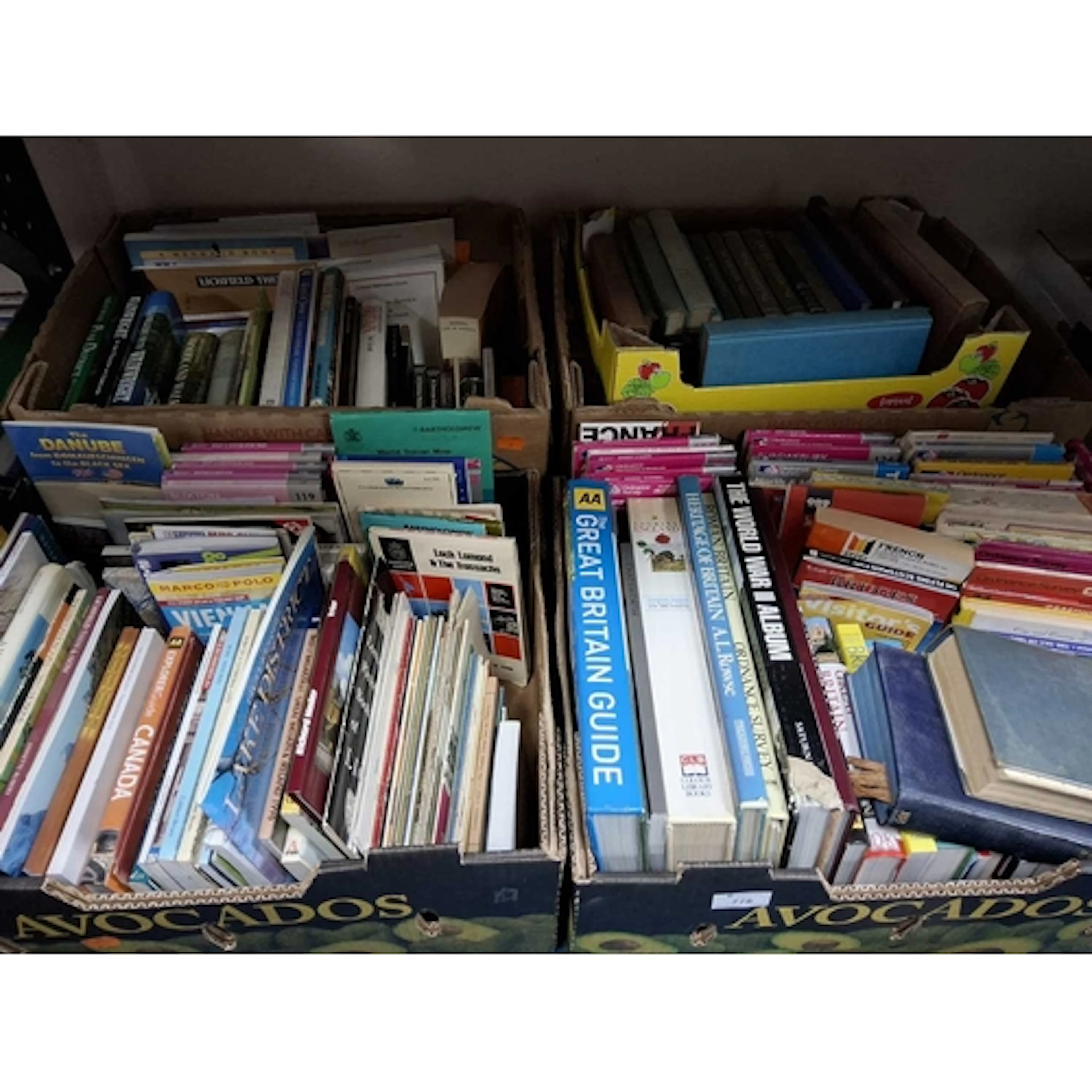 FIVE BOXES OF MOSTLY NON-FICTION BOOKS to include subjects s...