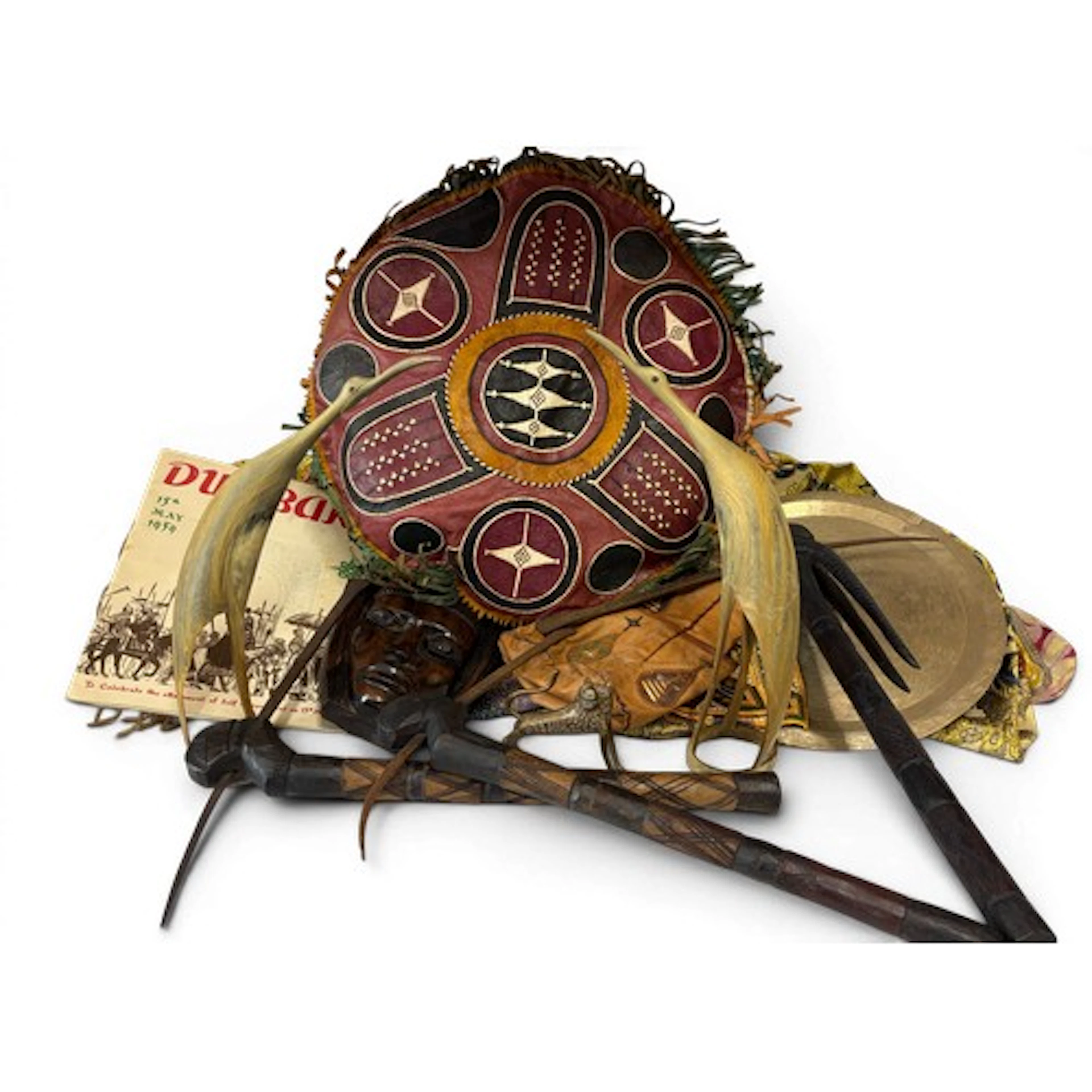 Collection of items from Nigeria to include hardwood tribal ...