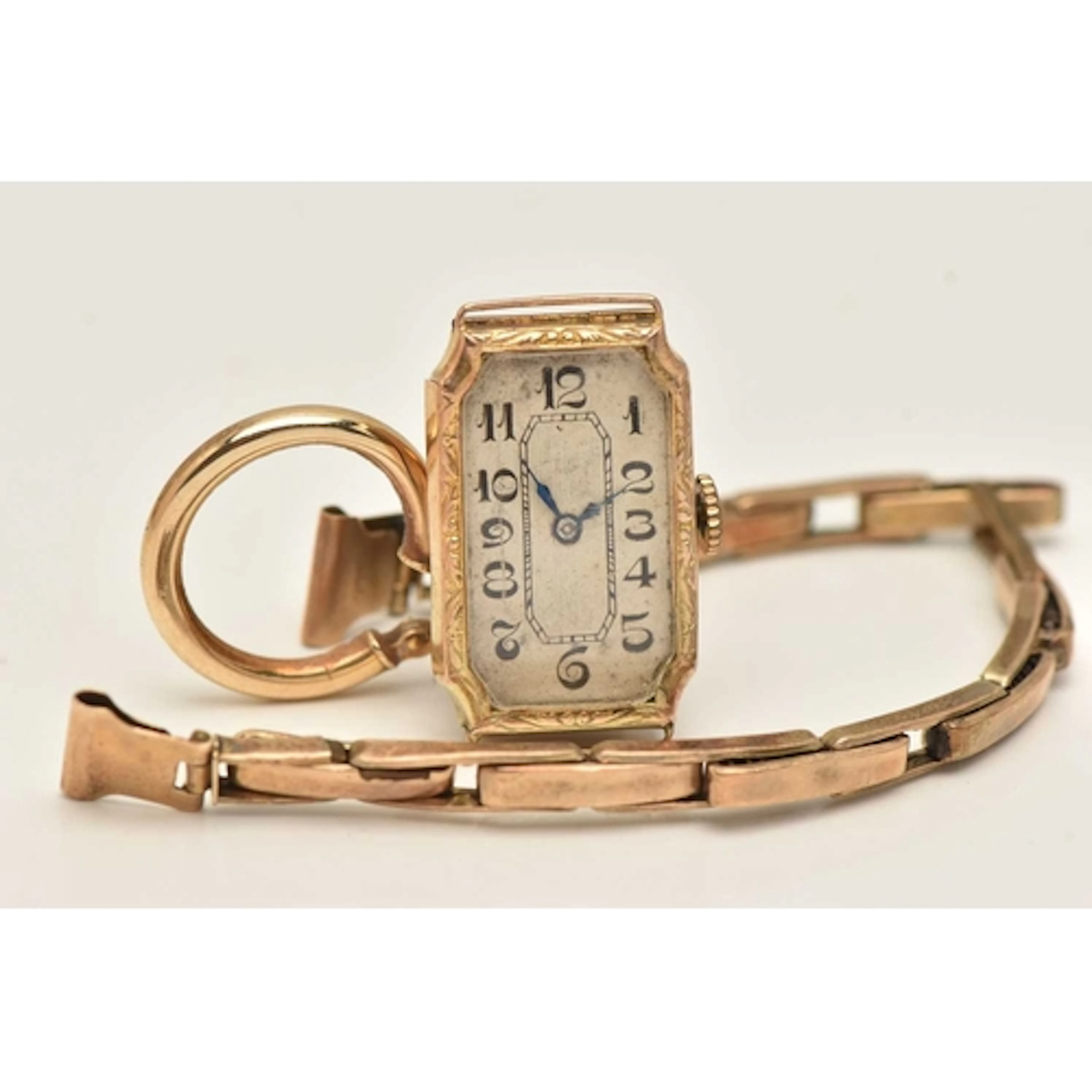 AN EARLY 20TH CENTURY LADIES 9CT GOLD WRISTWATCH AND A SINGL...
