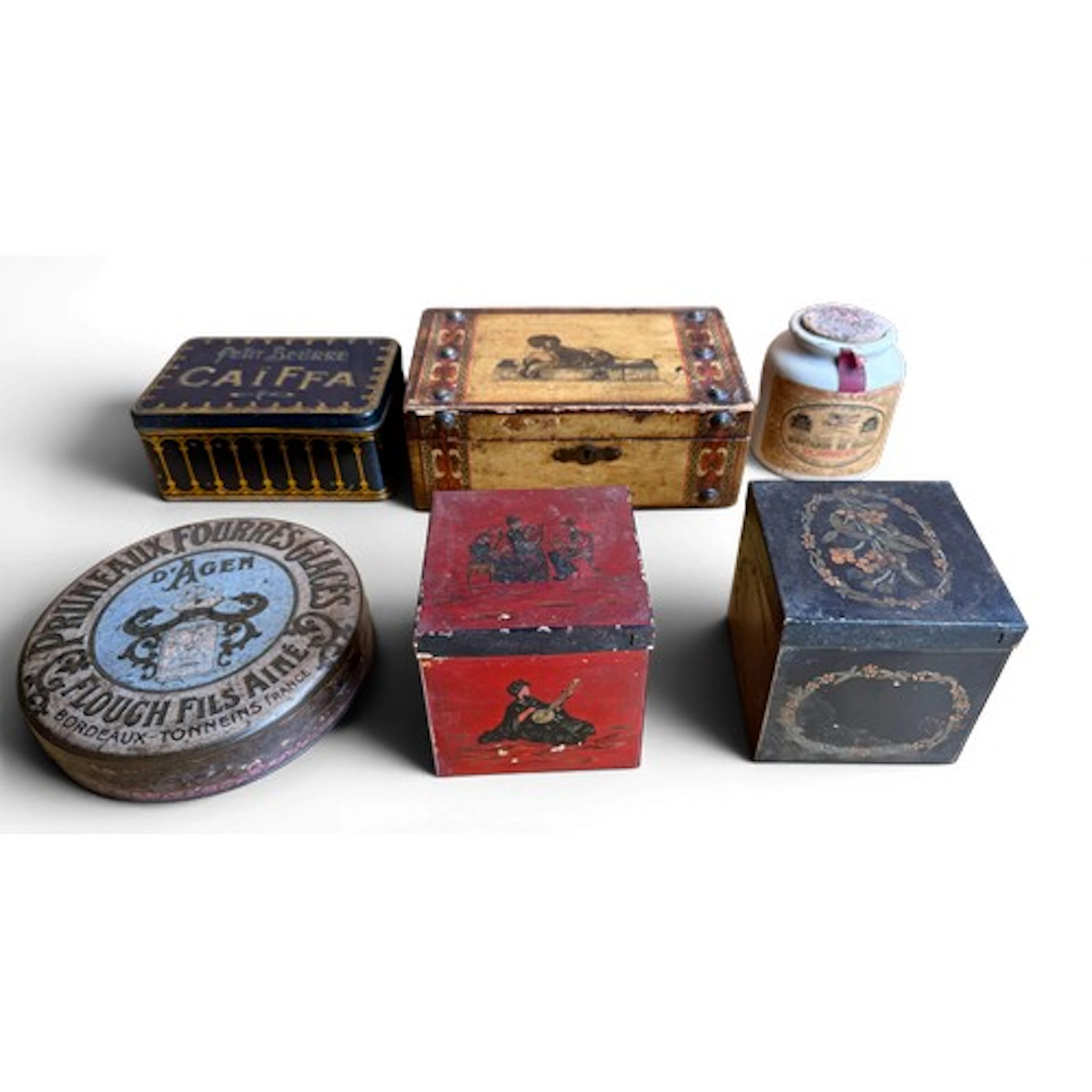 French advertising tins to include Petit Beurre Gaïffa, Prun...