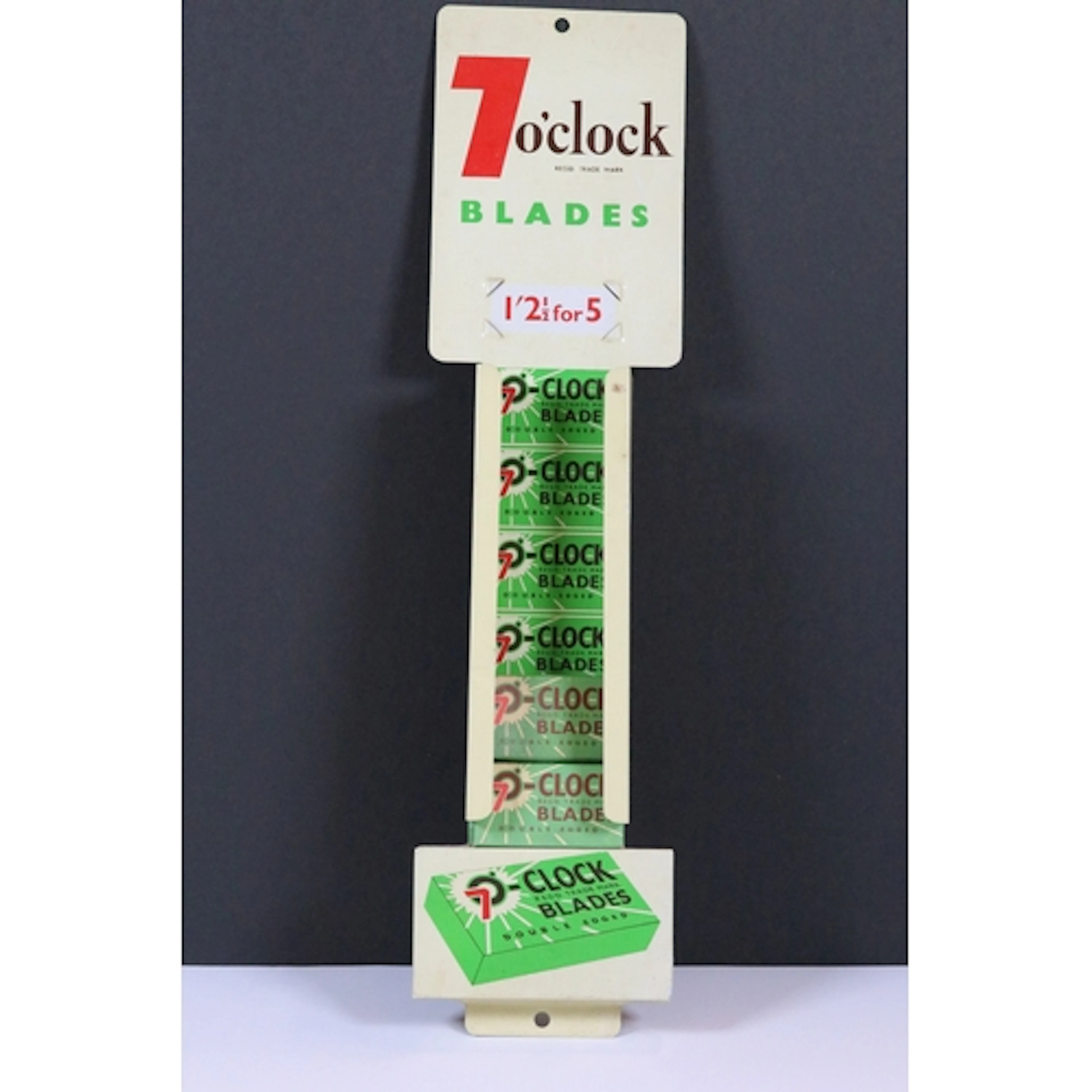 Advertising - 7 o'clock Blades shaving shop display stand in...