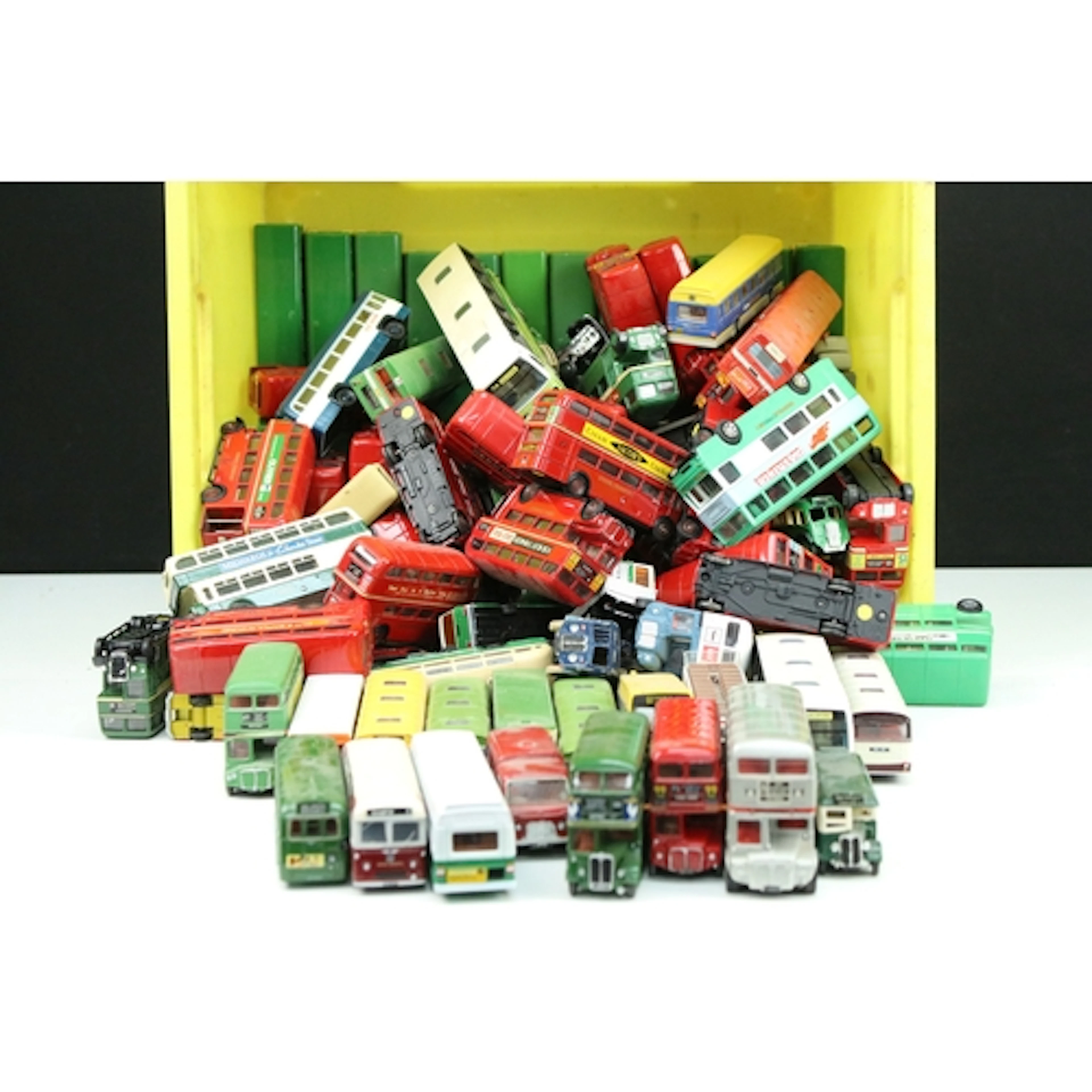 Large collection of diecast and plastic model buses to inclu...