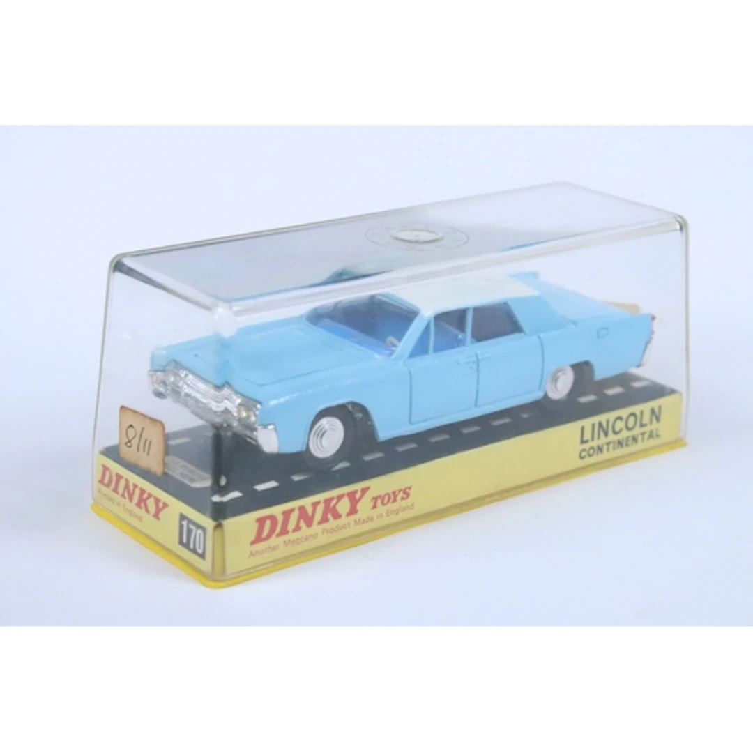 Cased Dinky 170 Lincoln Continental diecast model in pale bl...