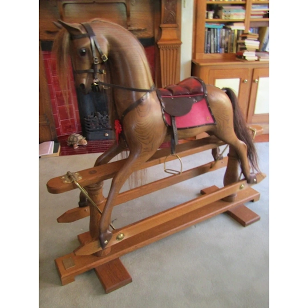 Stevenson Brothers Carved Wooden Childs Rocking Horse with L...
