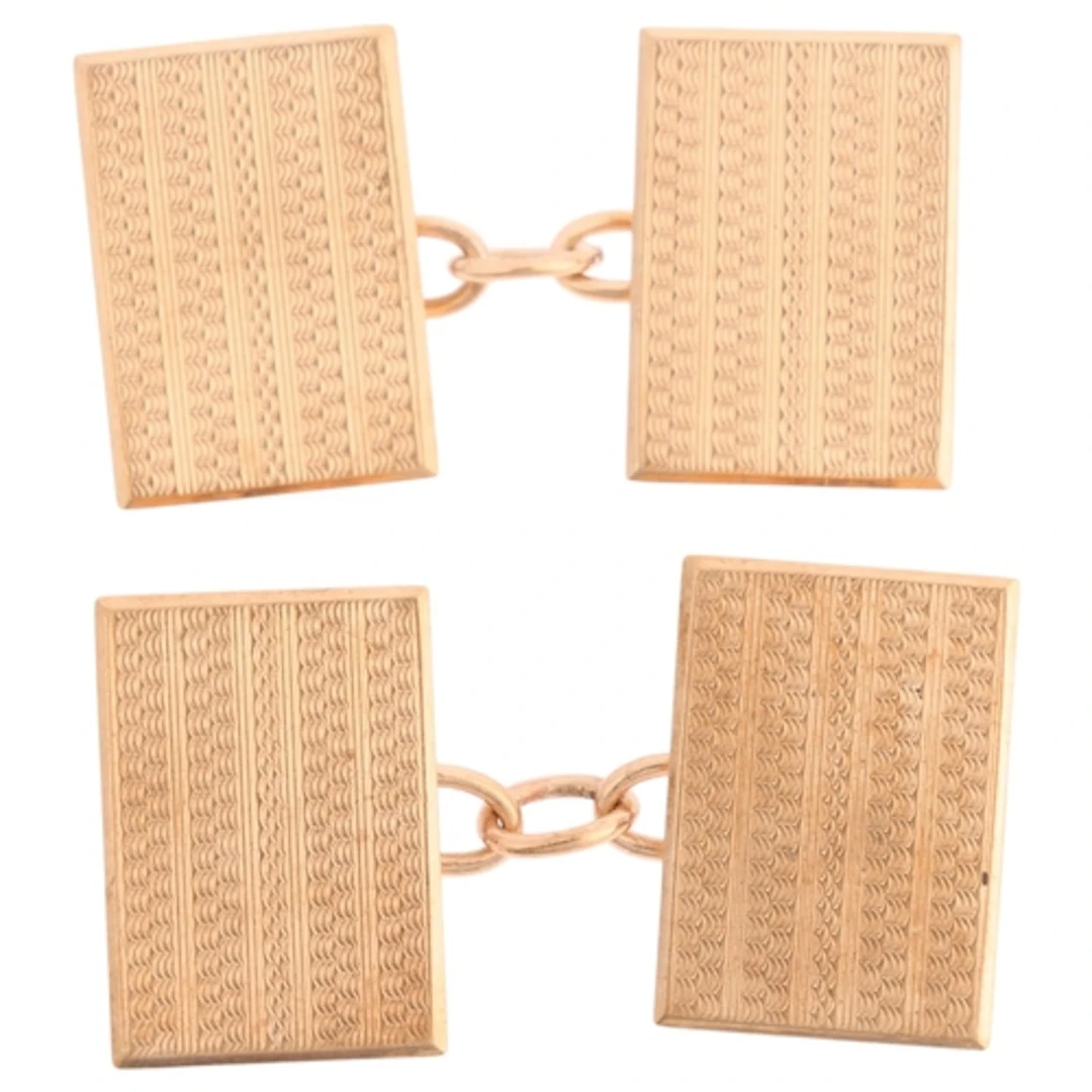 A pair of Vintage 9ct gold cufflinks, maker AA, Birmingham 1...