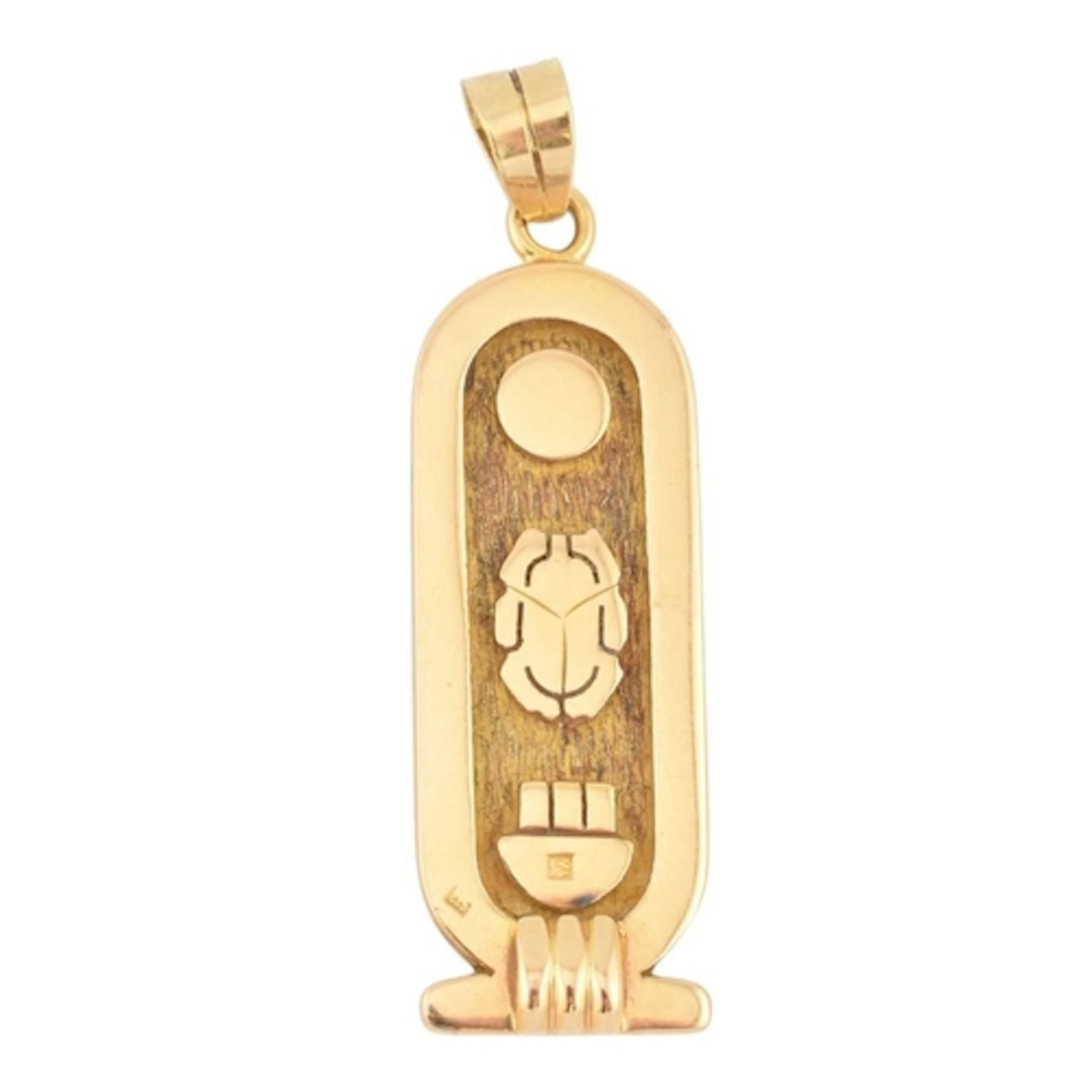 An 18ct gold Egyptian cartouche necklace pendant. Egyptian p...