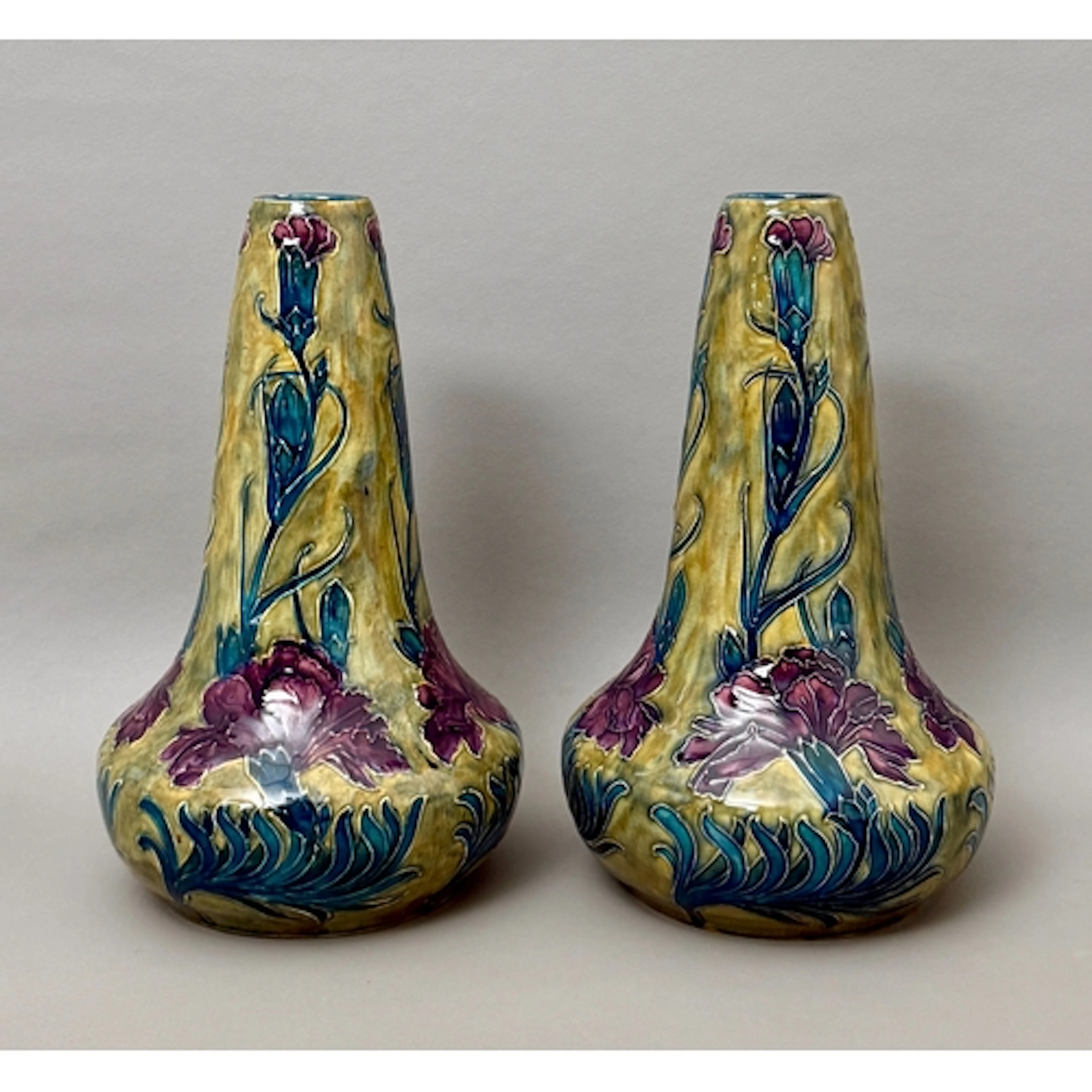 A pair of Art Nouveau style Morrisware vases by S. Hancock &...