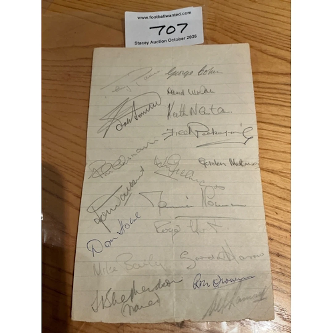 England 1964 Football Autograph Page: Obtained by George Coh...