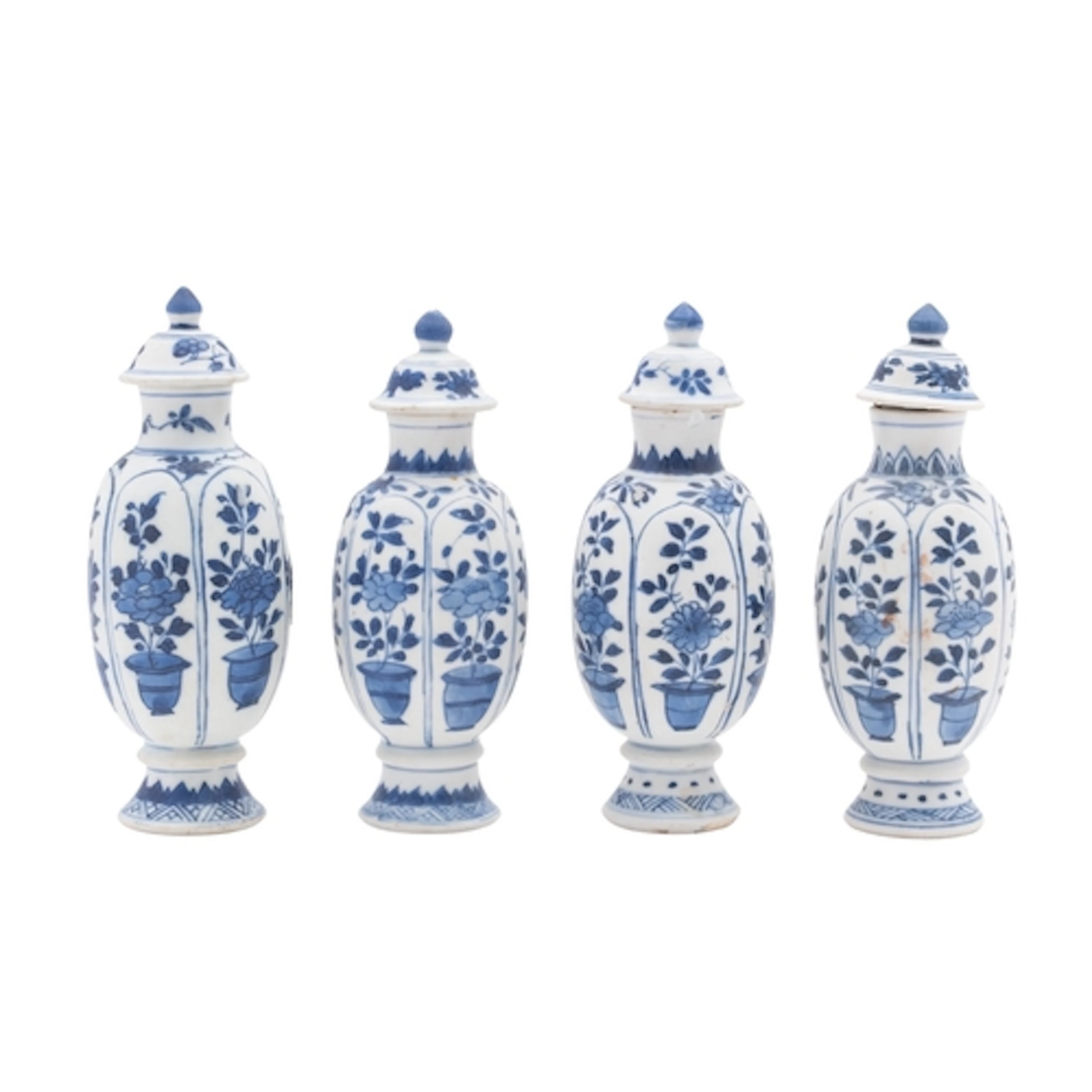 Vung Tau cargo four similar vases and covers painted with s...