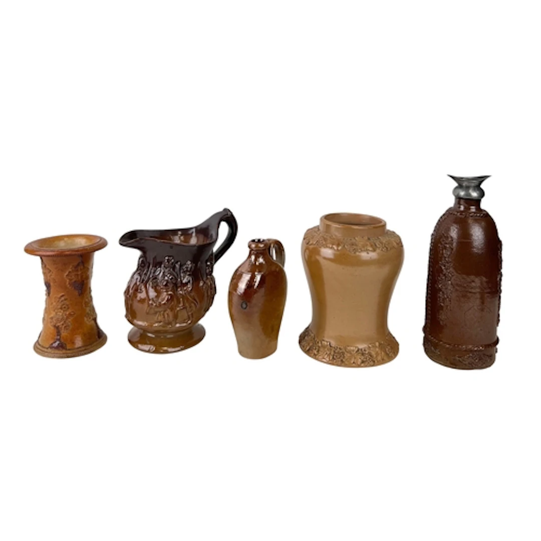 FIVE ENGLISH STONEWARE VESSELS, MOSTLY 19TH CENTURY To inclu...