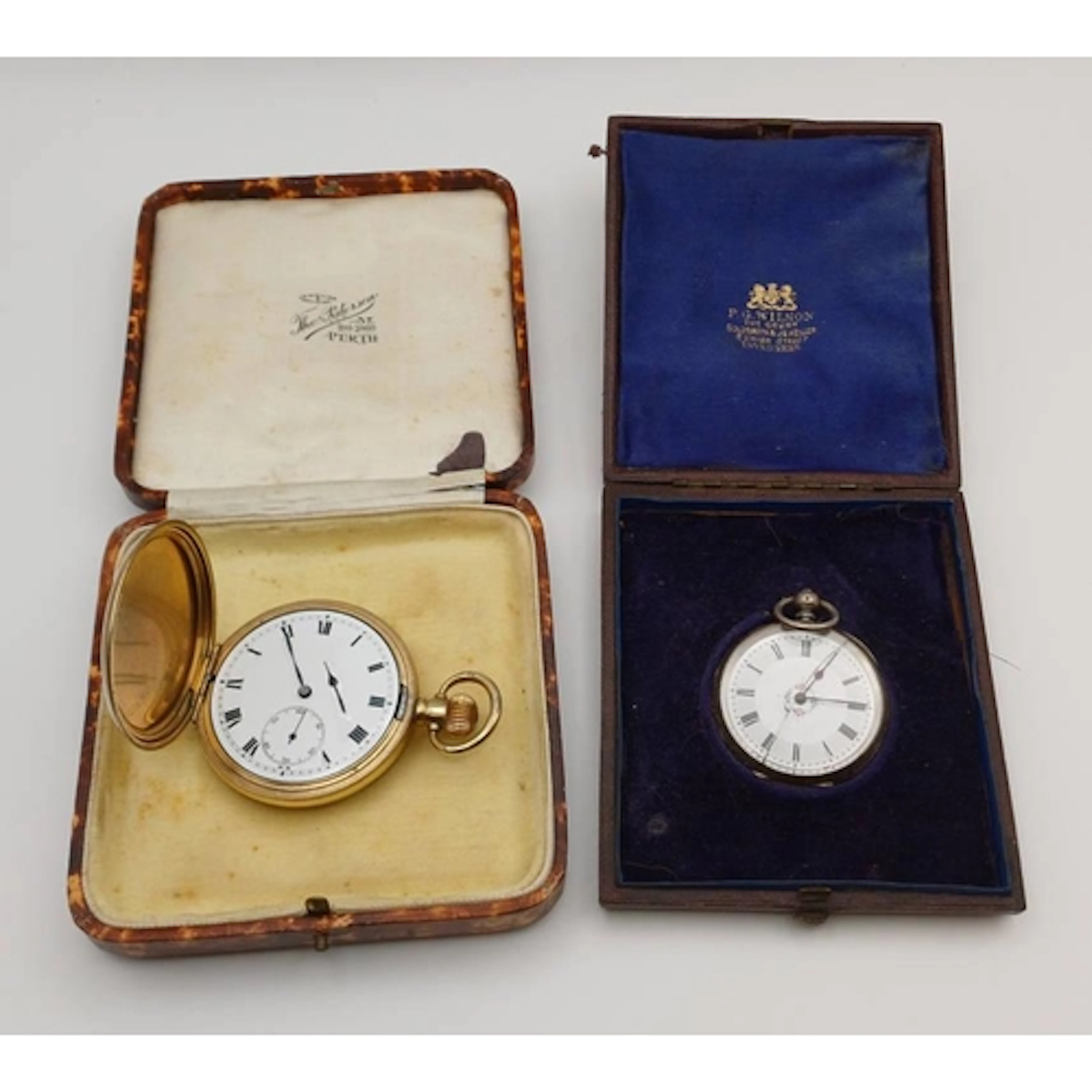 GOLD PLATED HUNTER POCKETWATCH & 935 SILVER FOBWATCH