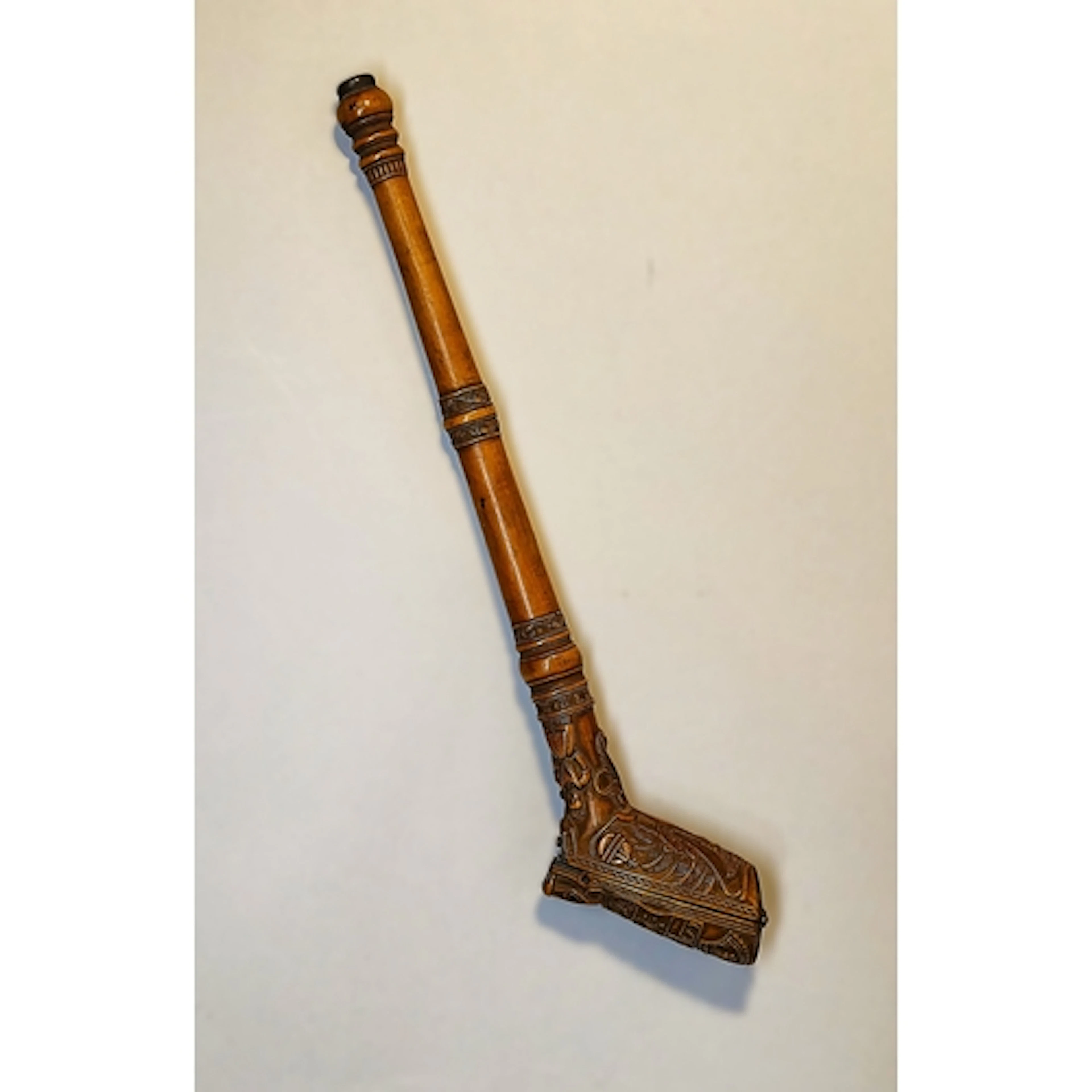 Dutch 18th century style carved fruitwood pipe holder with r...