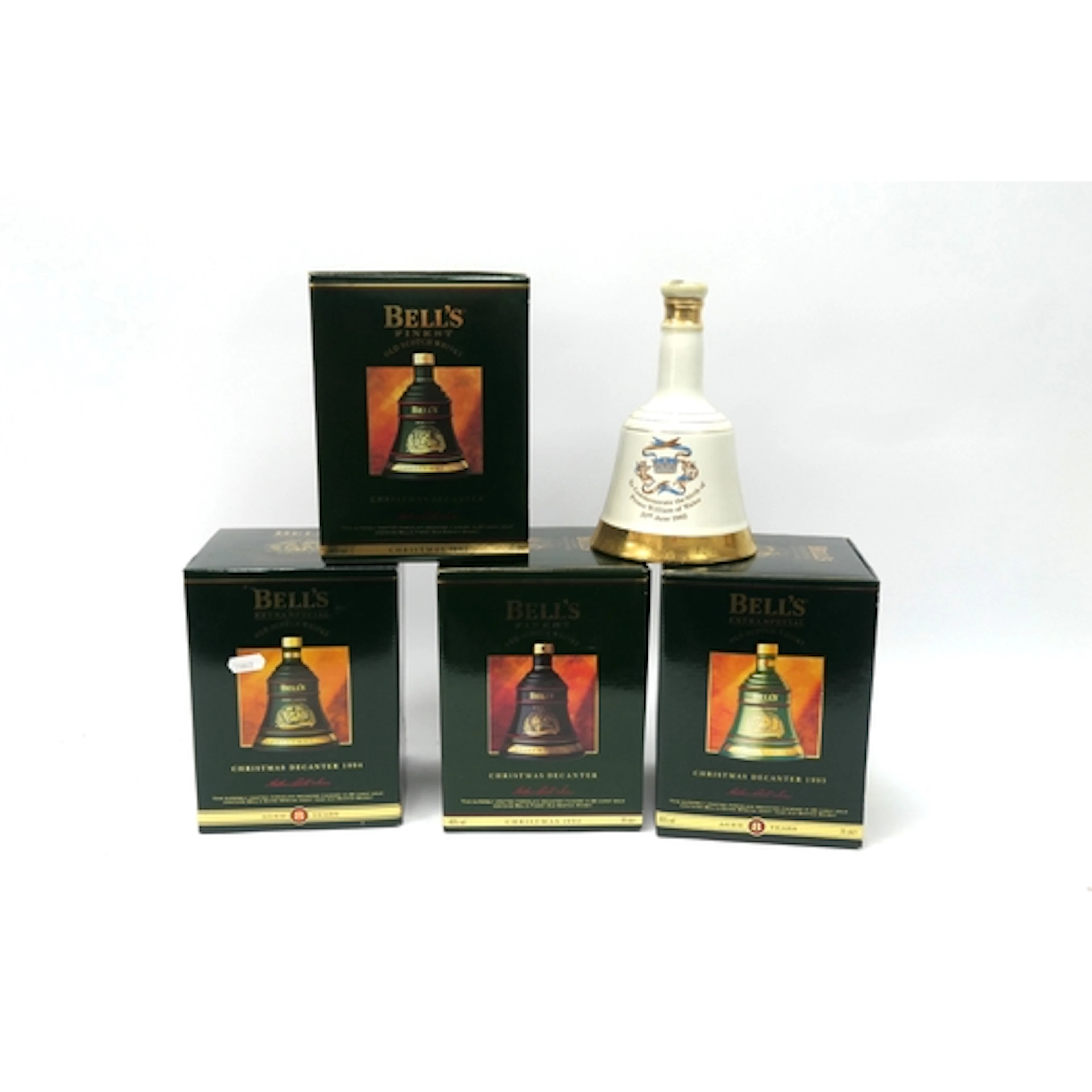 Whisky - Five Bell's Commemorative Bell Whisky Decanters.