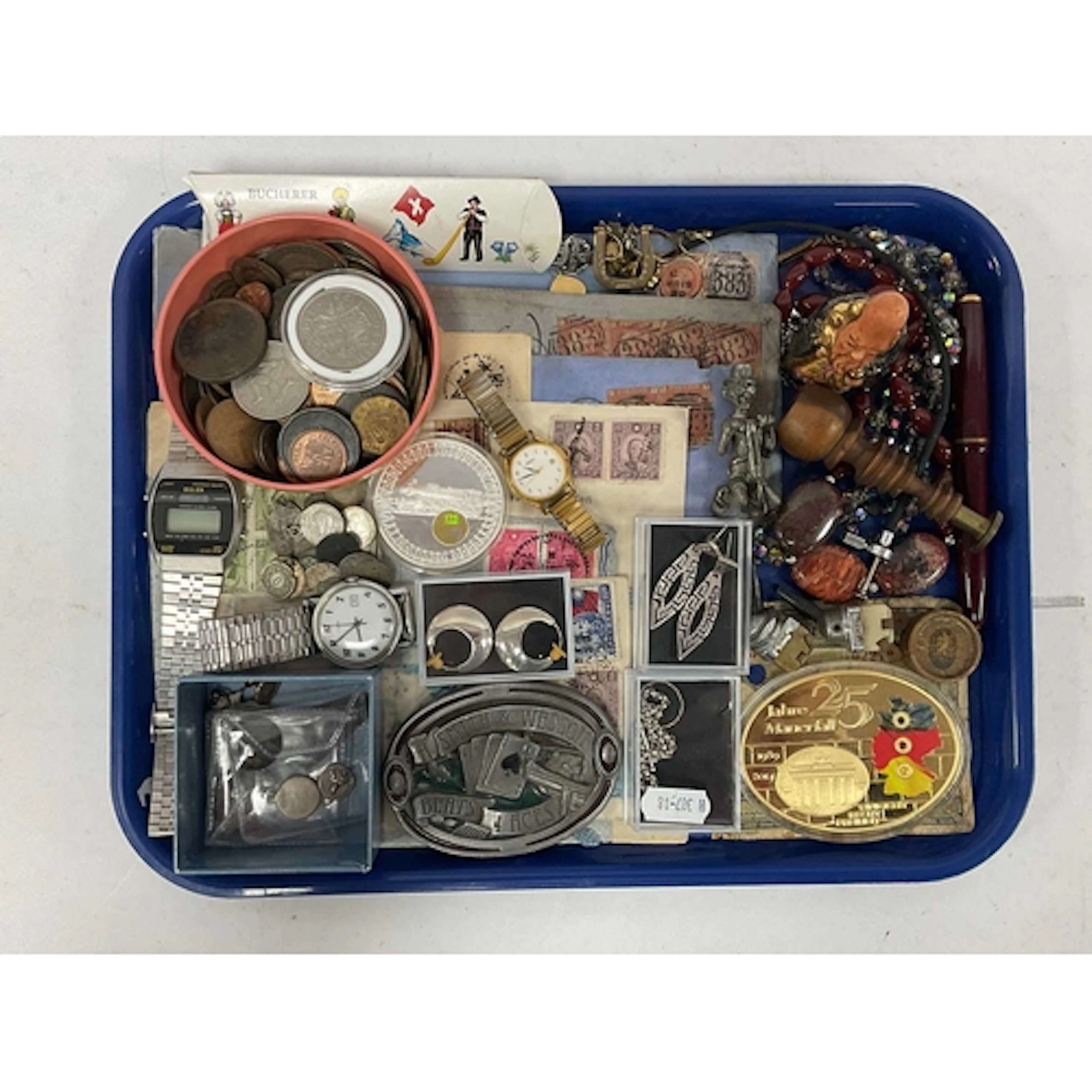 Collectables, including cased 925 silver earrings, chain and...