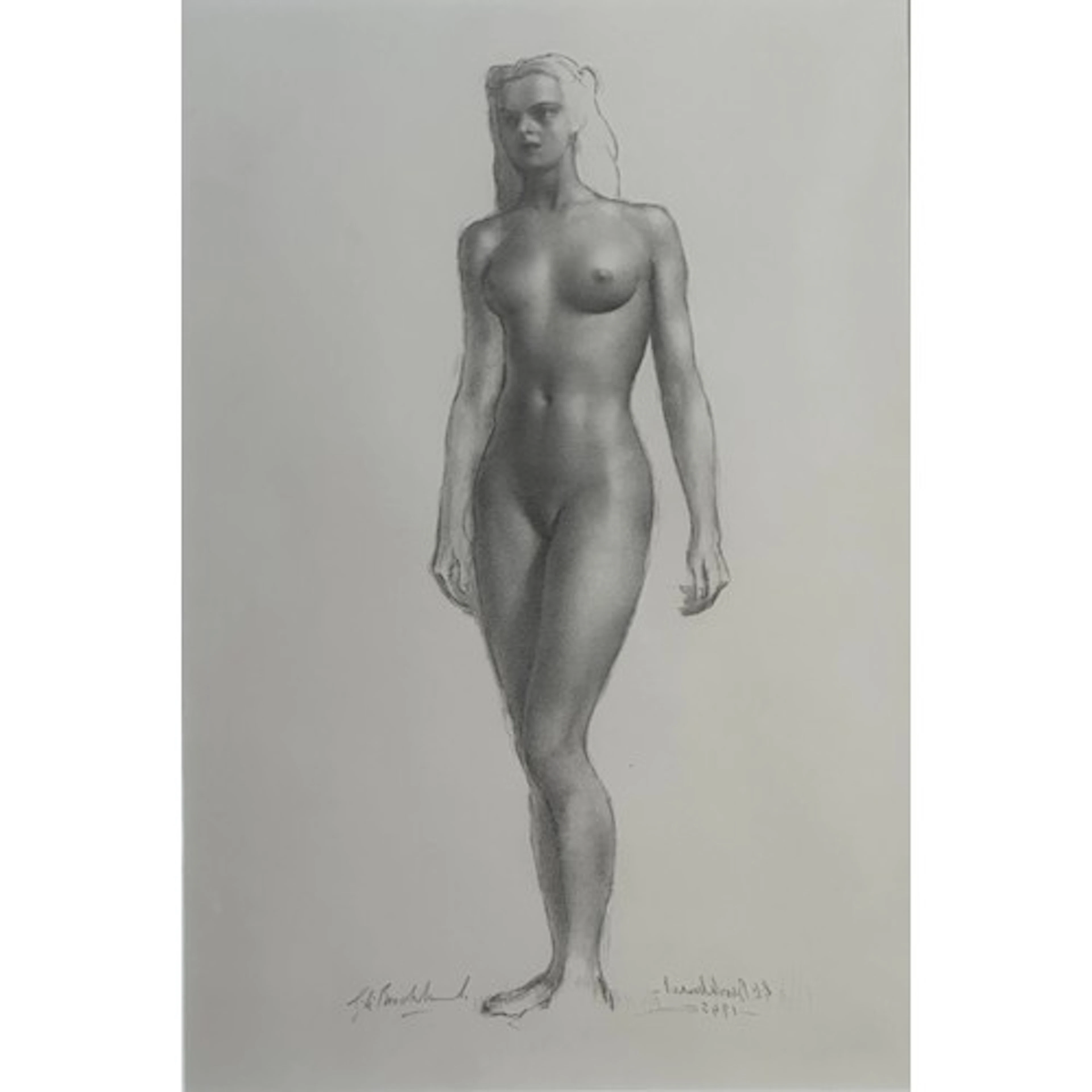 Gerald Leslie Brockhurst RA (1890-1978) 'Standing Nude', lit...