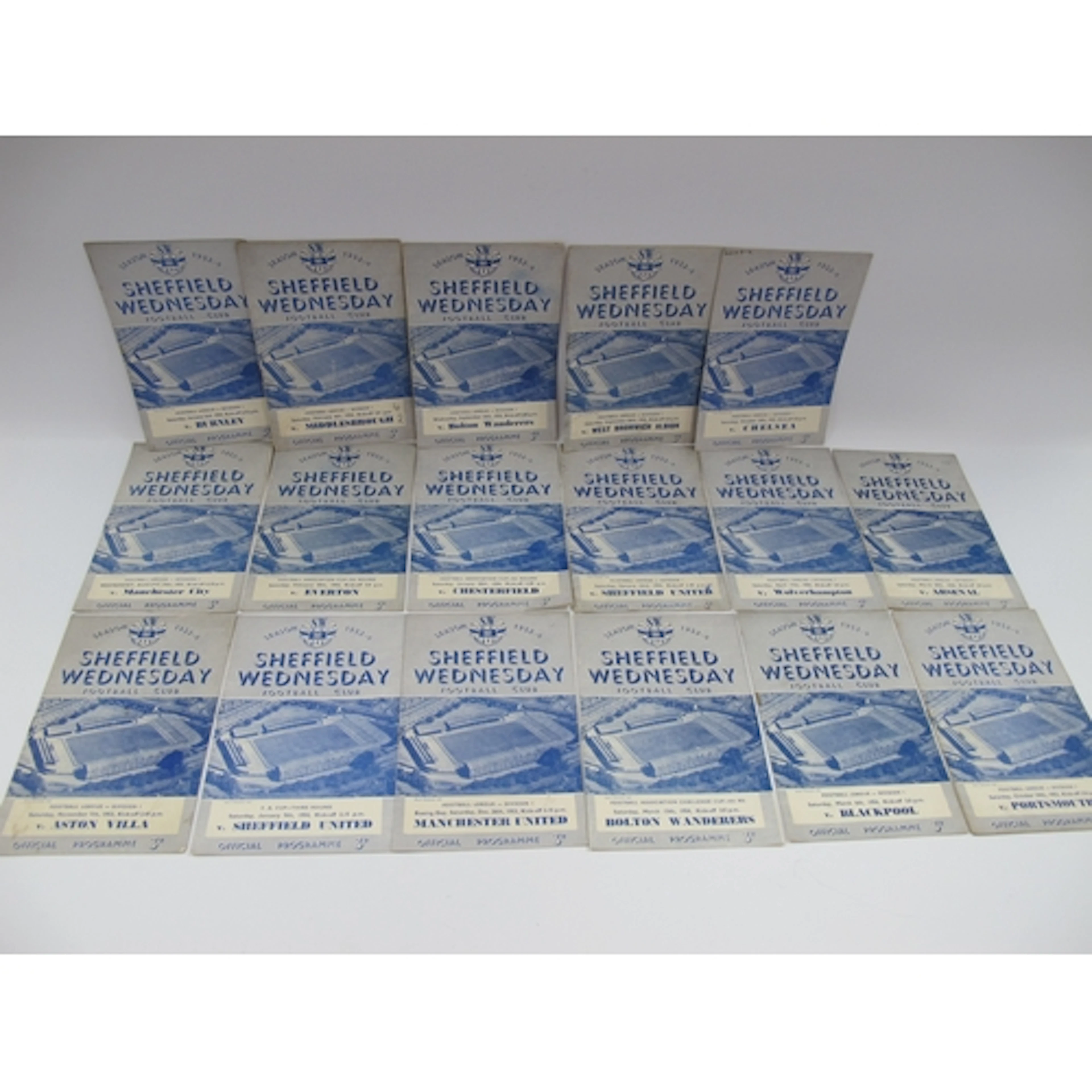 Sheffield Wednesday Home Programmes, 1953-4 v. Wolves, Arsen...
